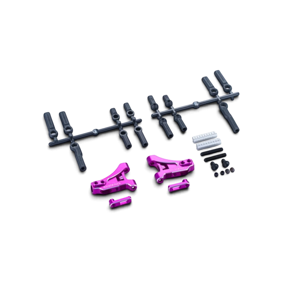 Bras de suspension avant en aluminium réglable de type 4 pour pièces détachées Overdose, visible avec fixation robuste et finition élégante.