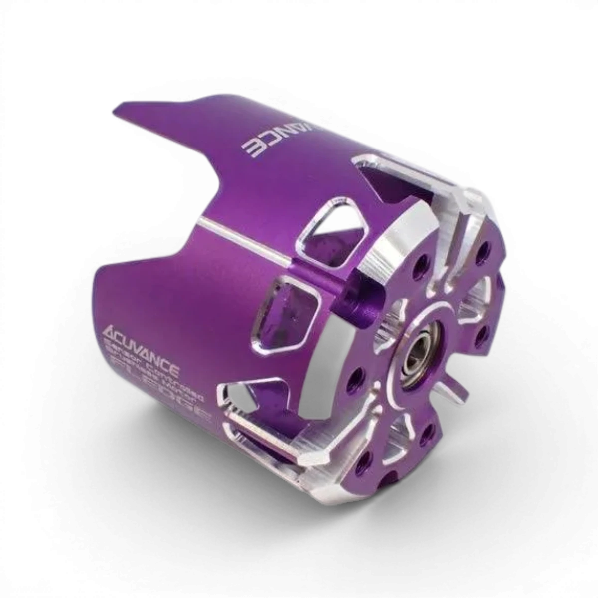 Capot avant et roulement moteur Fledge violet pour produit électronique Acuvance, visible en image.
