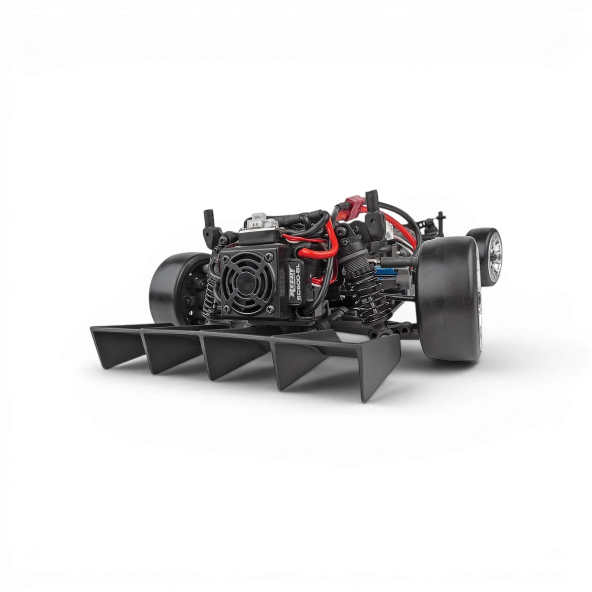 Châssis drift DC10 RTR de DriftParadiZ, prêt à rouler, vue en gros plan avec détails du châssis de voiture radiocommandée.