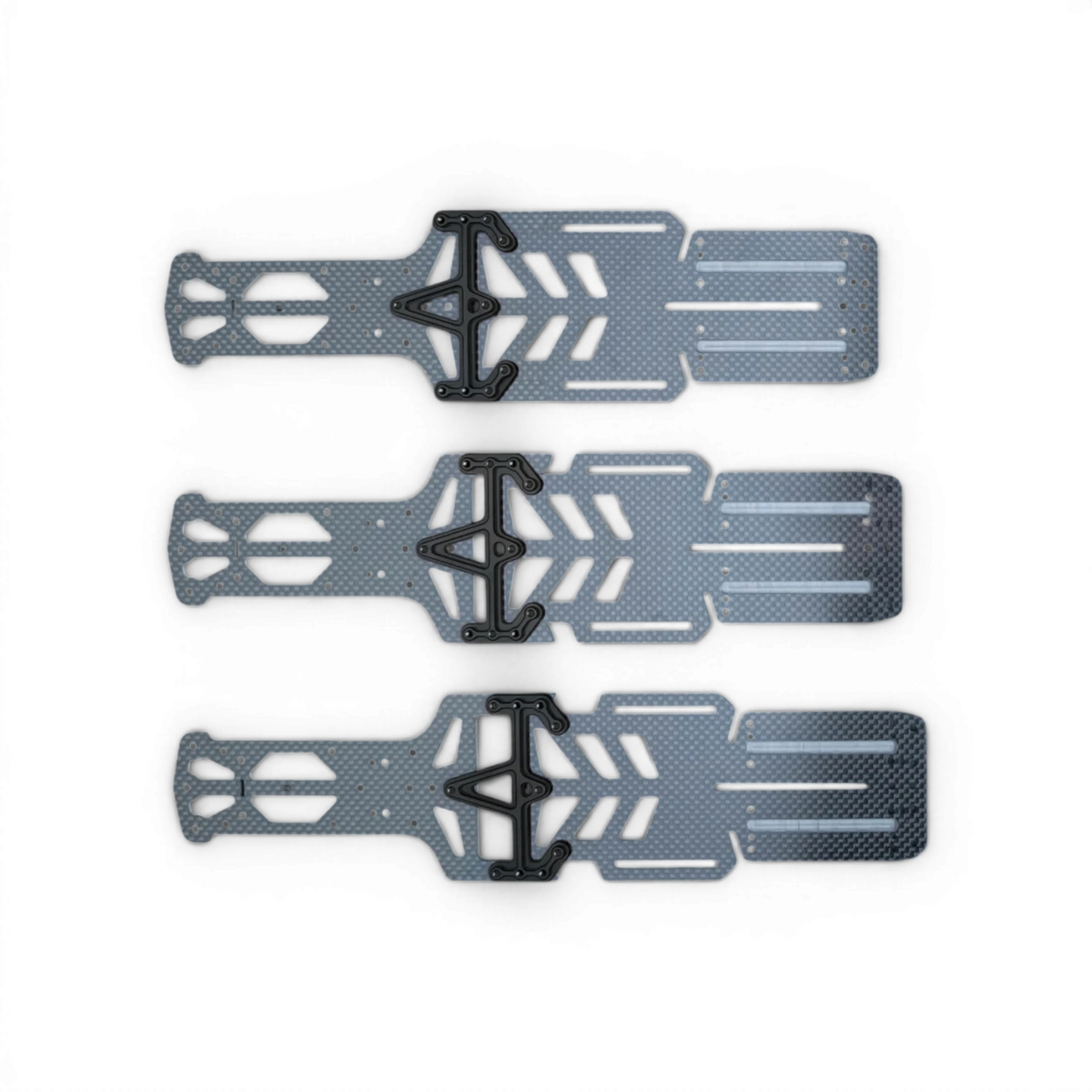 Châssis inférieur en carbone allégé pour RMX 4, avec empattement réglable 257, 266, 275 mm, conçu par Max Speed Technology.
