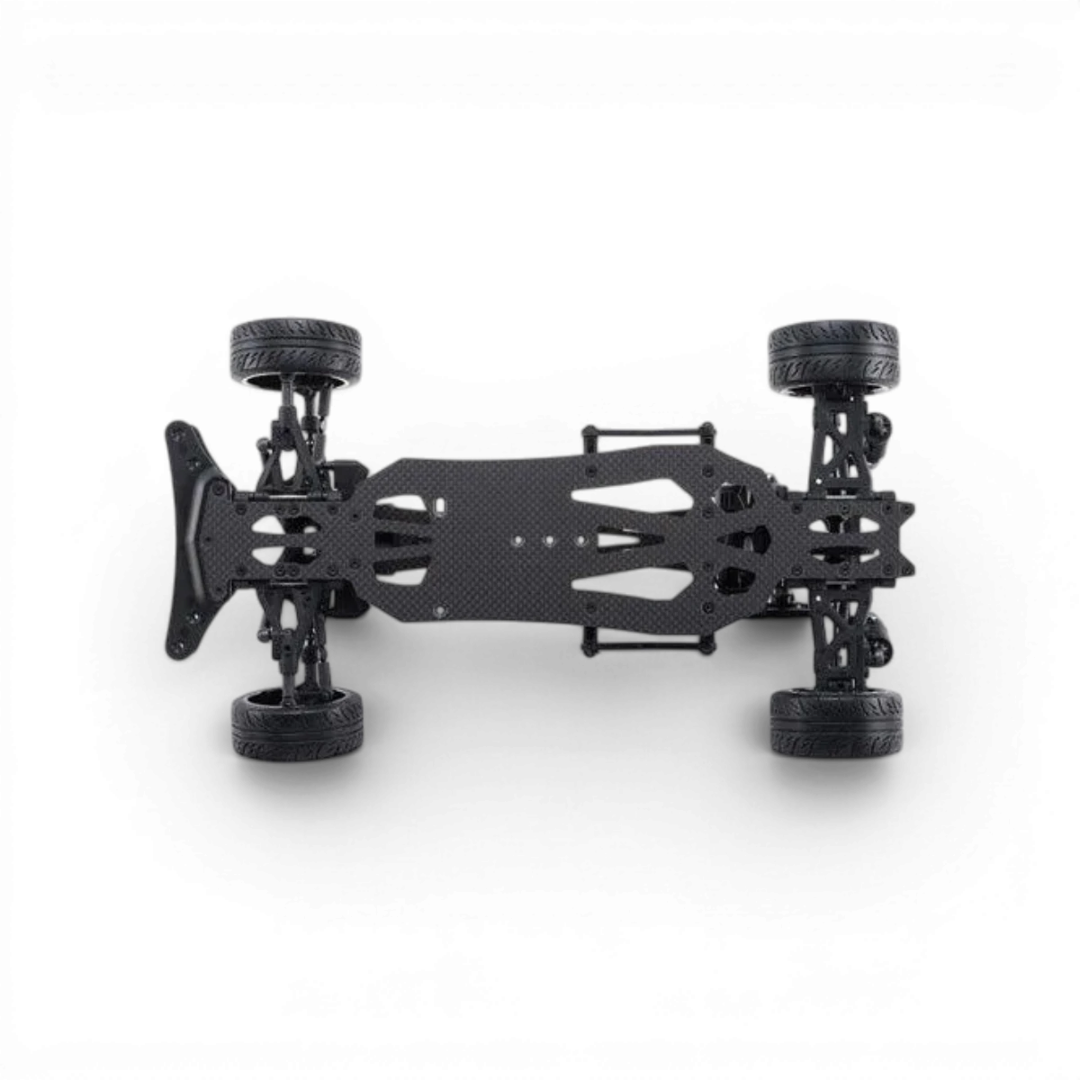Châssis kit GALM Ver.2 Anti+ 2WD pour voiture RC Drift Overdose, cadre en plastique noir avec composants métalliques visibles.