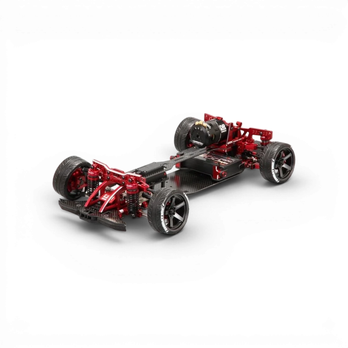 Châssis kit RC Drift GRK5R de SHIBATA, vue du dessus, montrant la structure en plastique pour voiture RC de drifting.