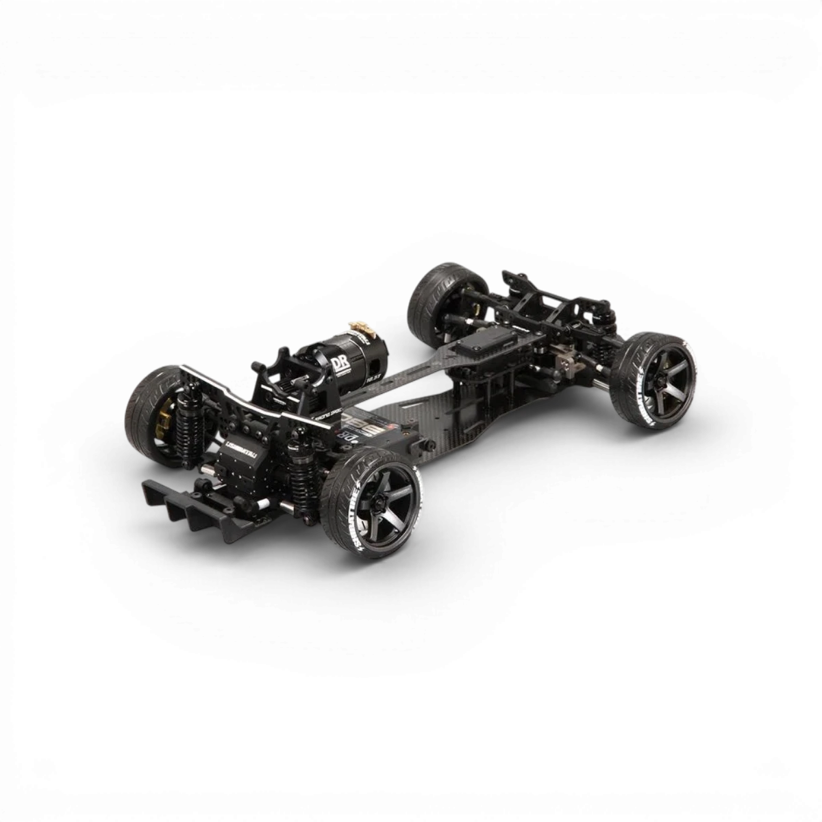 Châssis kit RC Drift GRK5R de SHIBATA, chassis en plastique noir avec composants pour voiture RC de drift.