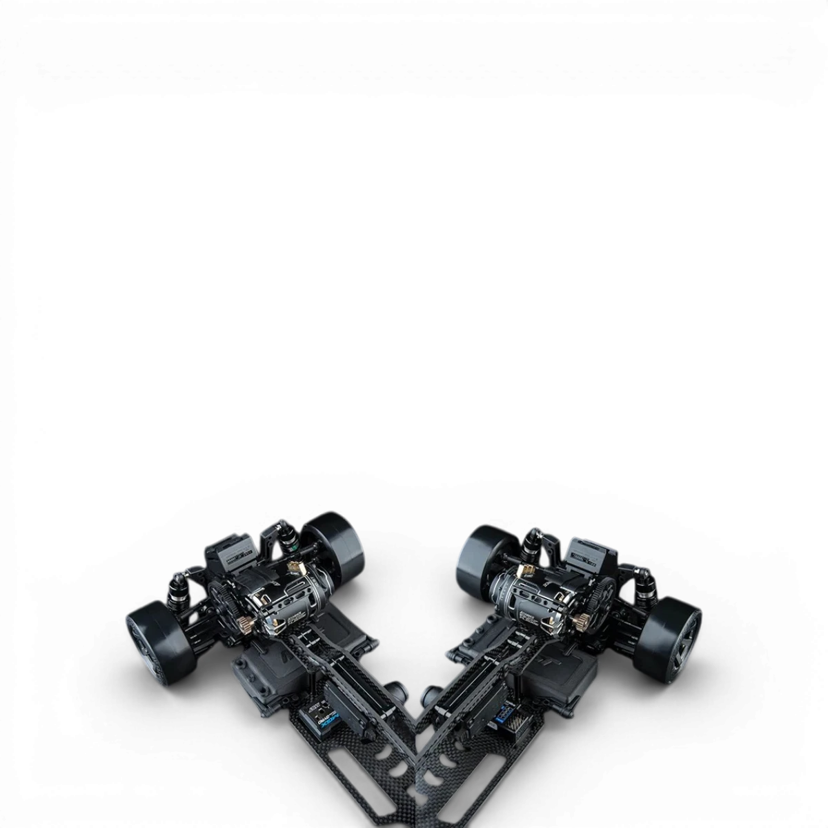 Châssis RMX 4 GT Kit Drift RWD pour voiture RC 1/10 de Max Speed Technology, vue de face avec composants détaillés.