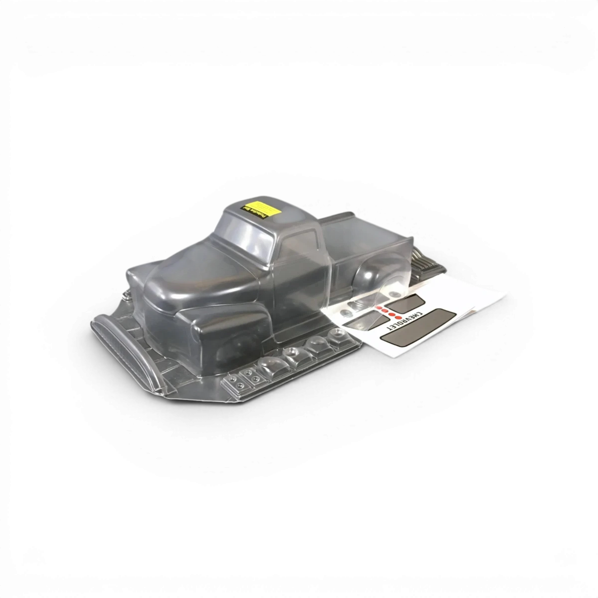 Carrosserie Chevy pickup de la marque Aplastics RC, modèle driftparadiz, vue détaillée de la carrosserie en plastique pour voiture RC.