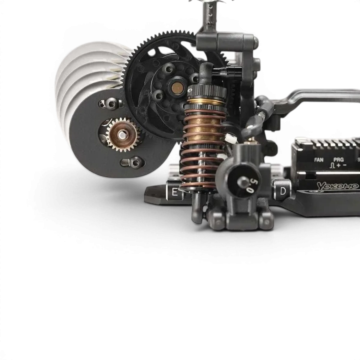 Pièces détachées Conversion RR pour YD2 de Team Yokomo, vue de face, montrant la pièce de rechange pour voiture RC.