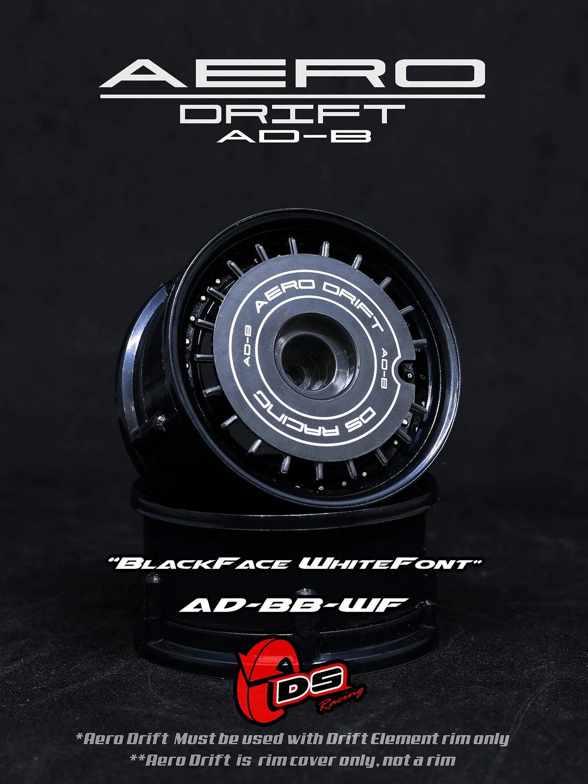 Couvercle Aero Drift DS Racing pour roues Drift Element, design plat, accessoire pour voitures de drift.