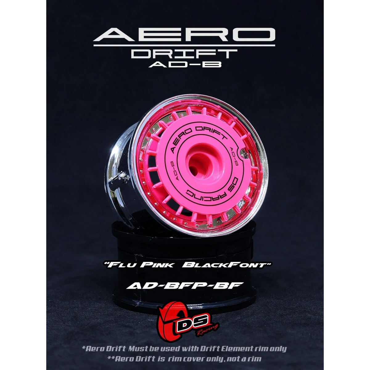 Couvercle Aero Drift DS Racing pour roues Drift Element, design plat, accessoire pour voitures RC.
