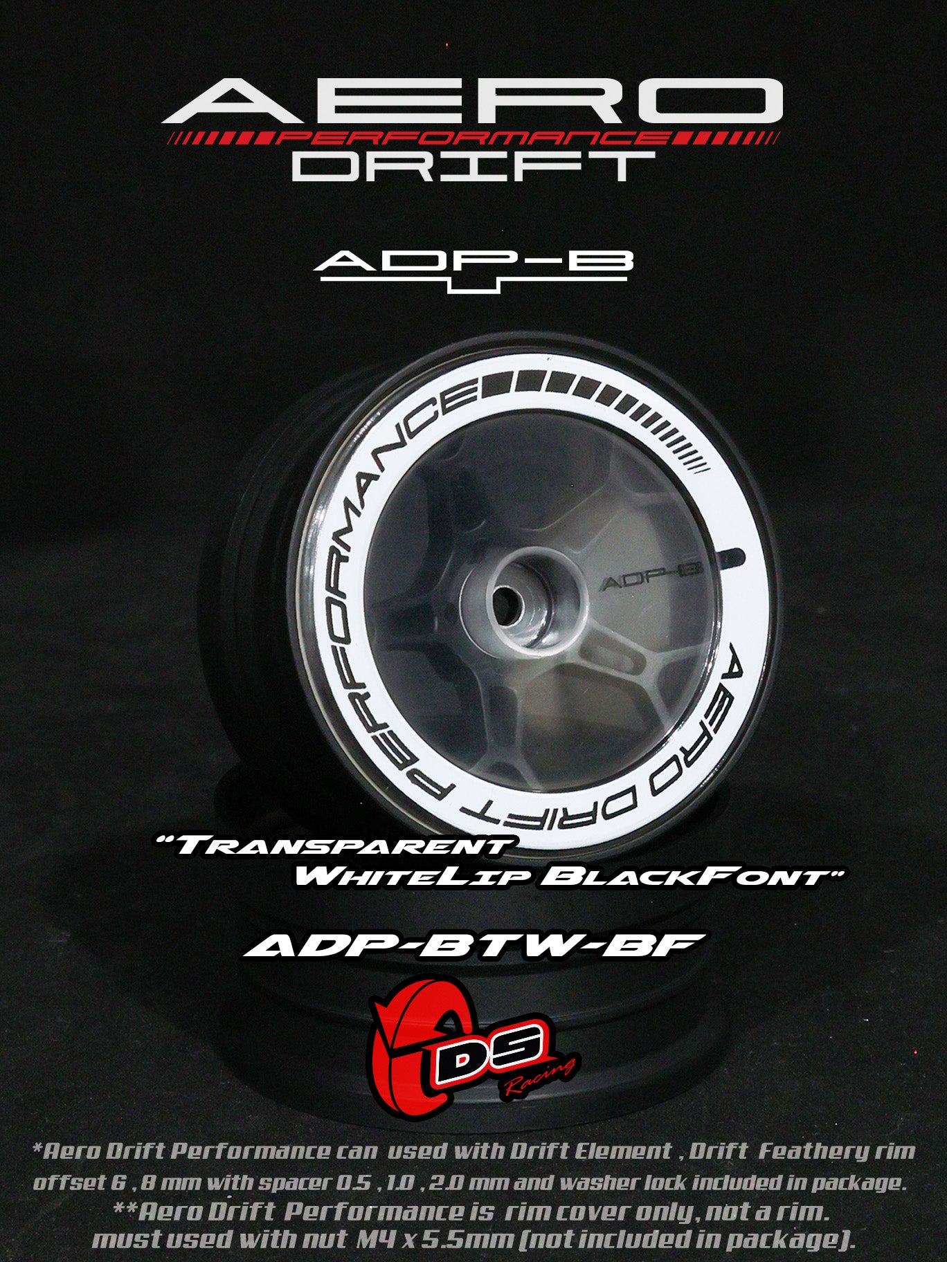 Couvercle aero performance drift pour drift element - Flat - Transparent/Blanc - DS Racing - DriftParadiZ
