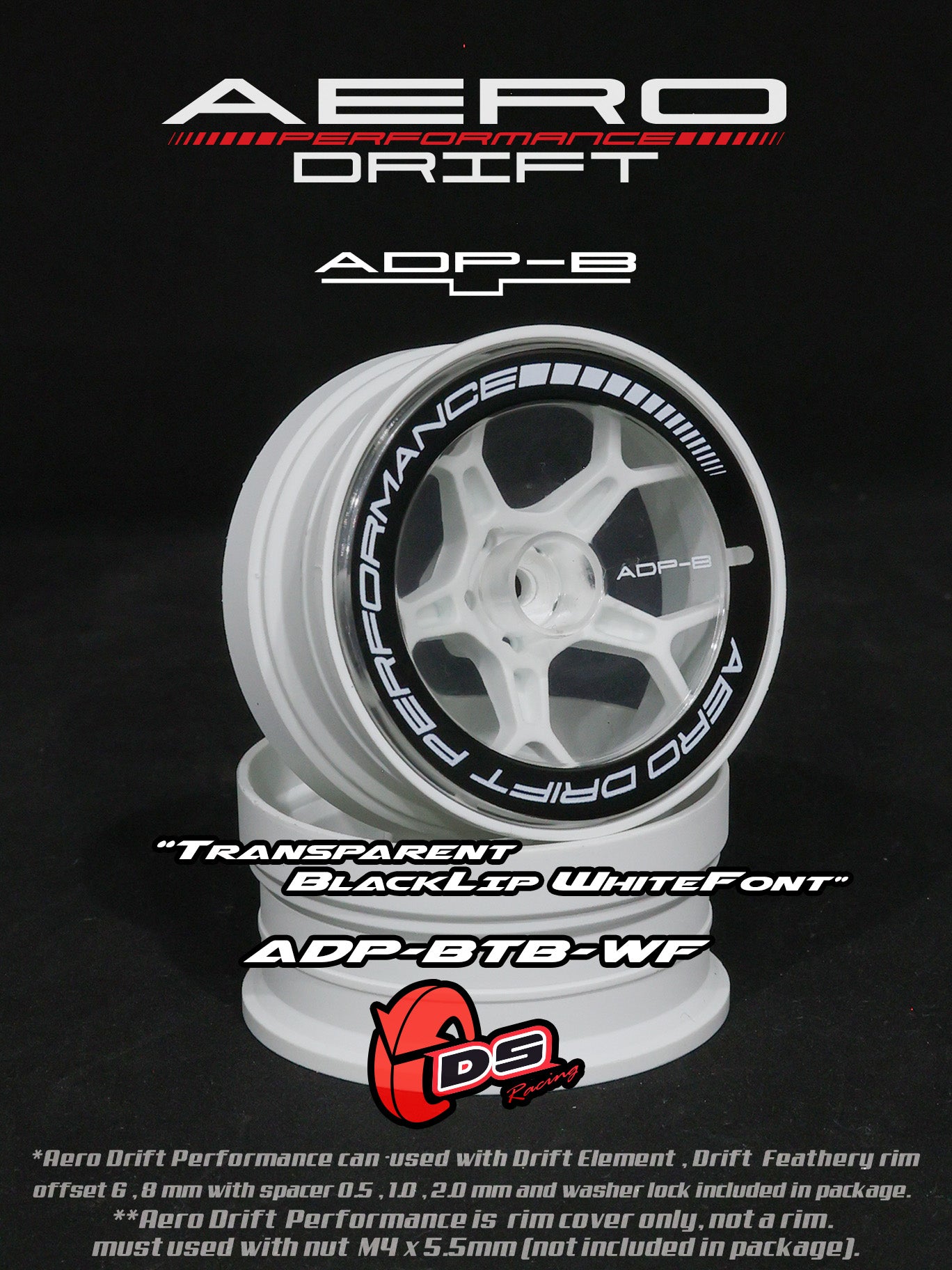 Couvercle aero performance drift pour drift element - Flat - Transparent/Noir - DS Racing - DriftParadiZ