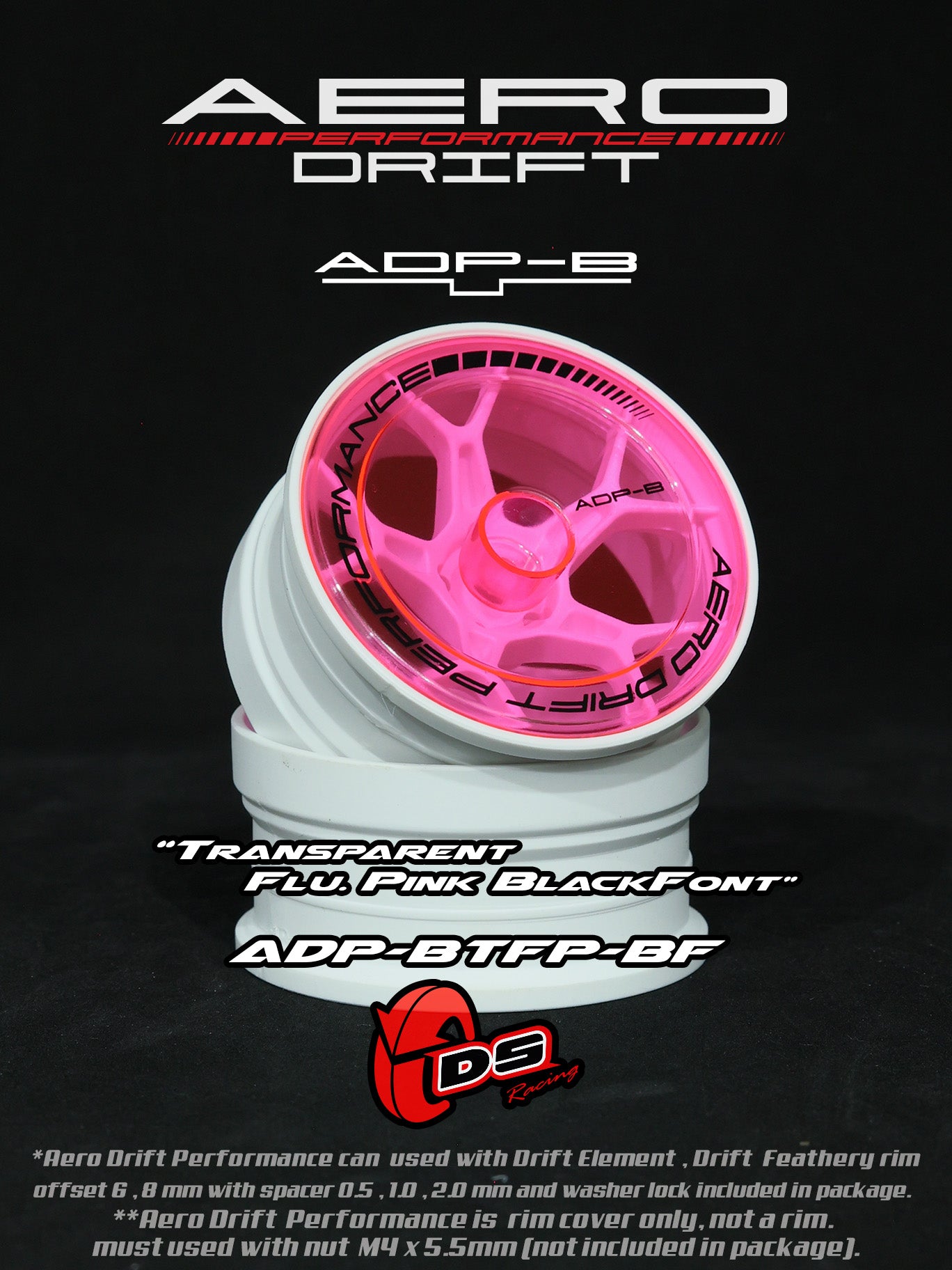 Couvercle aero performance drift pour drift element - Plat - Rose Fluo - DS Racing - ADP-BTFP-BF - DriftParadiZ