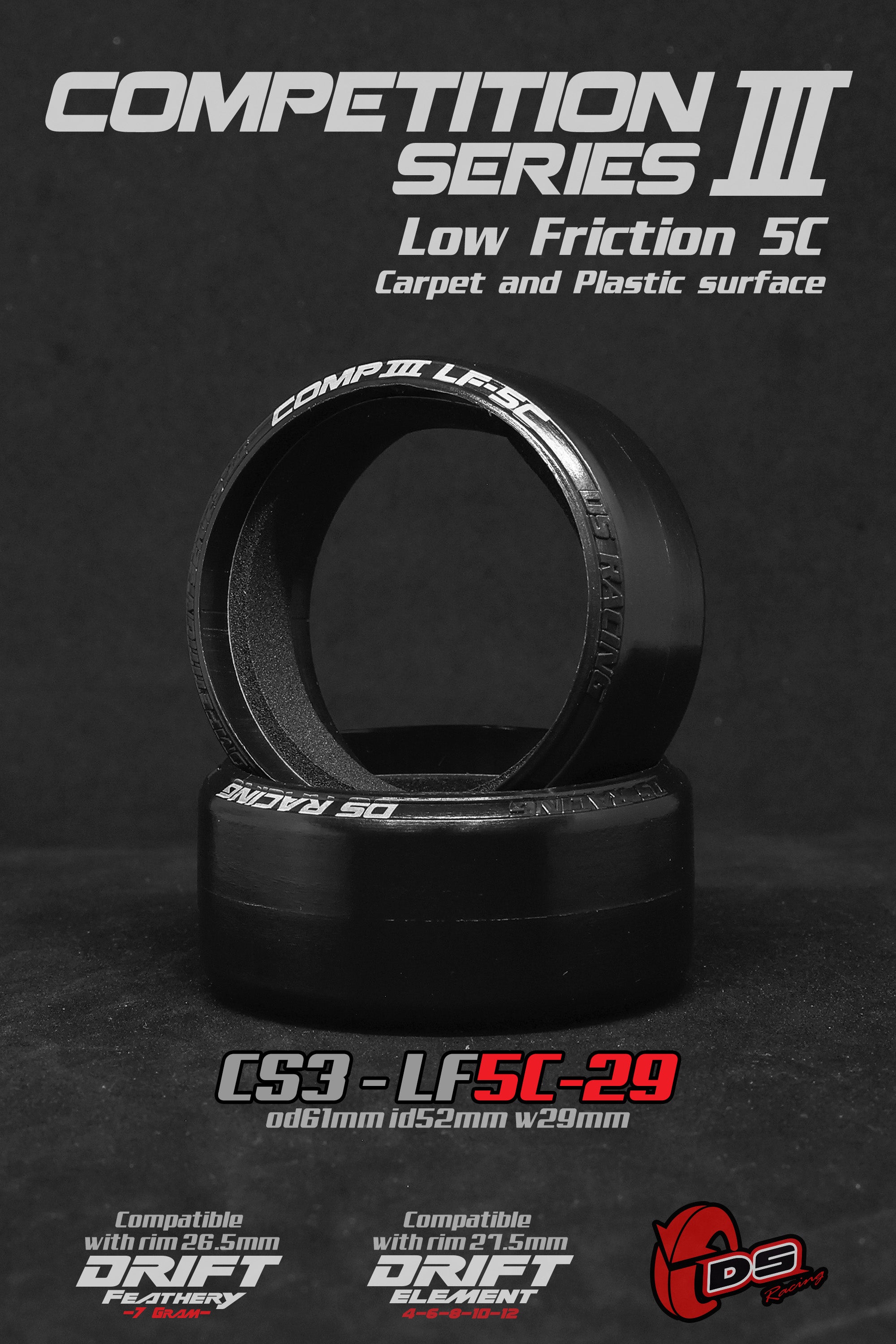 CS3-LF5C competition serie 3 (4pcs) - Largeur 29mm - DS Racing - CS3-LF5C-29 - DriftParadiZ