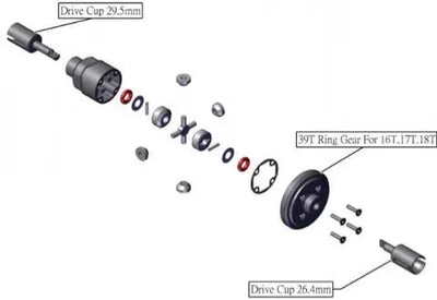 Cups de Transmission pour Kit Différentiel à Engrenages GRK 26.4mm - Shibata - R31W360