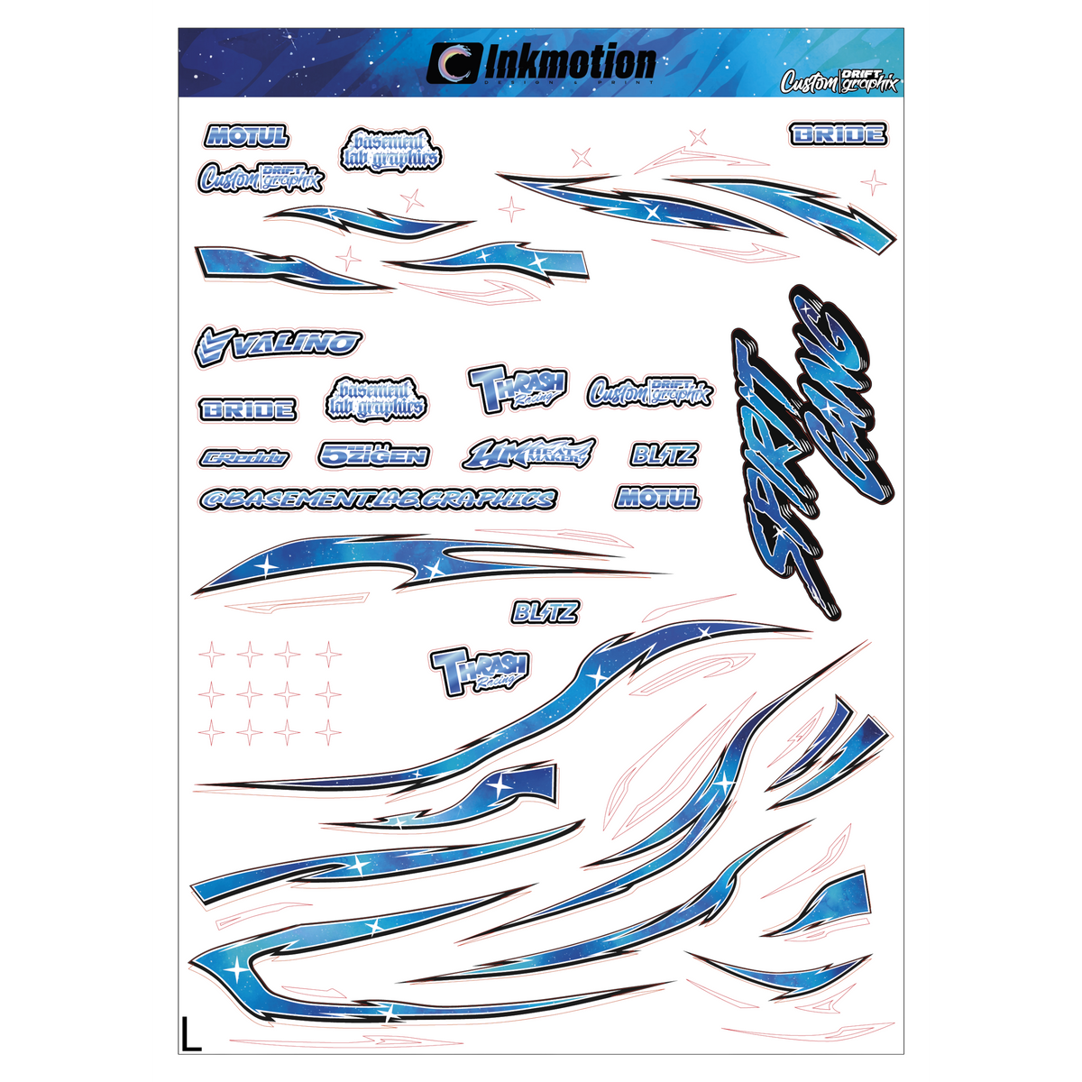 Décoration autocollante Blue Cosmos de Inkmotion, motif floral bleu pour embellir murs ou surfaces.