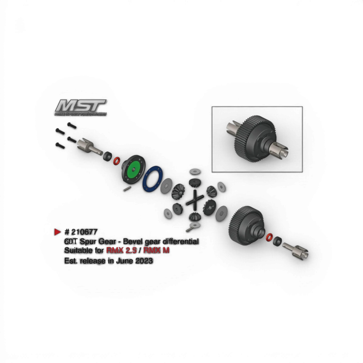 Différentiel à pignons RMX 2.5 de Max Speed Technology, pièce détachée pour véhicules tout-terrain, vue en gros plan.