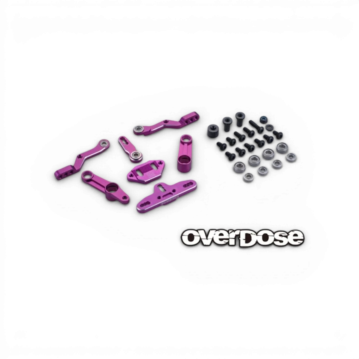 Ciseaux directionnels triple liens Type 2 de la marque Overdose, pièces détachées pour drift, visible en action sur la voiture.