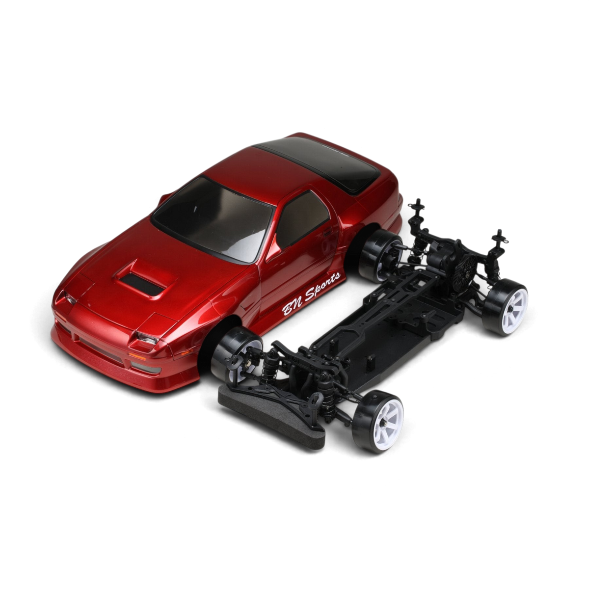 Kit DriftParadiZ Yokomo RD2.0 assemblé avec carrosserie Mazda RX-7 FC3S BN Sports rouge métallisé pour RC Drift 1/10