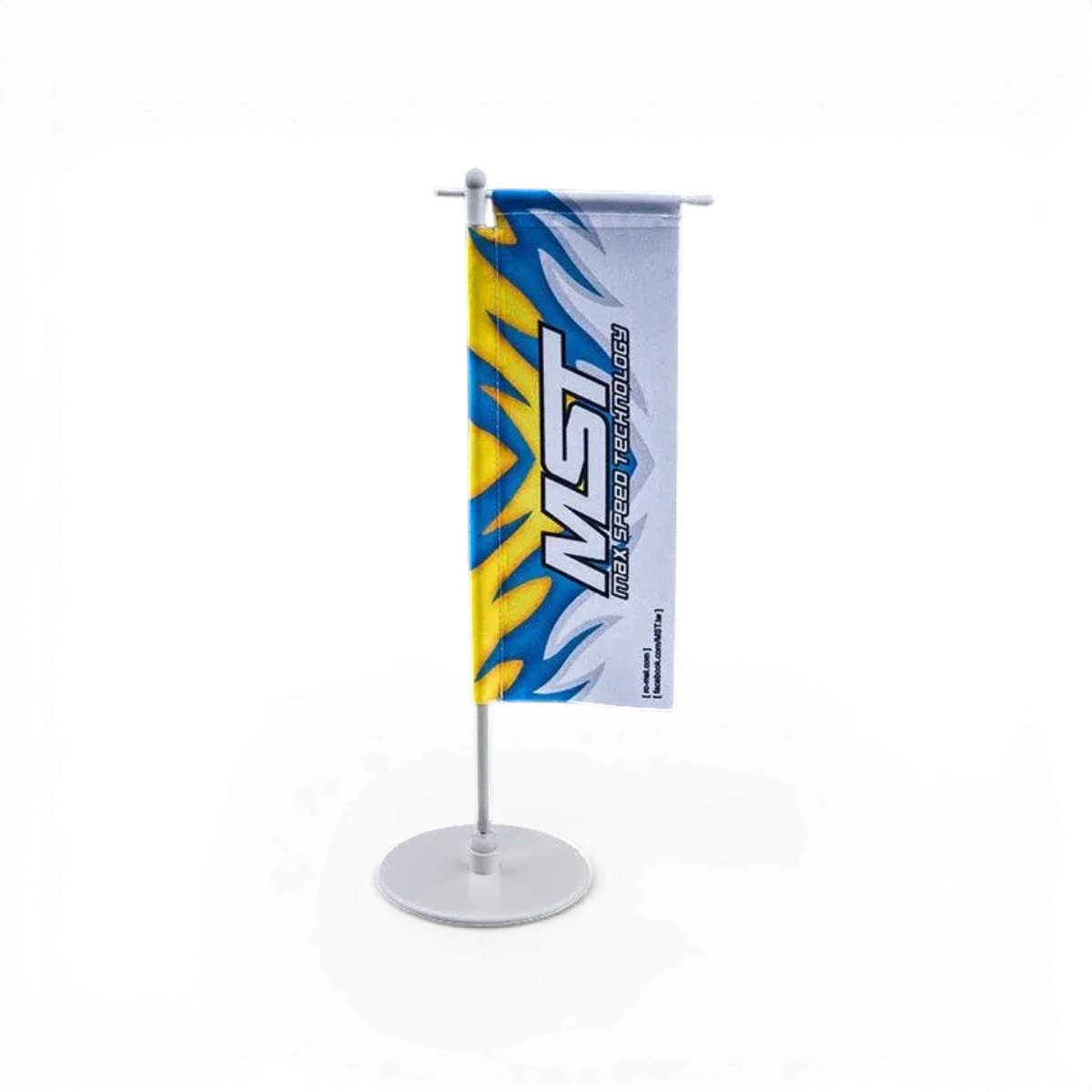 Drapeau Max Speed Technology 1/10, accessoire pour voitures télécommandées, en tissu coloré avec logo de la marque.