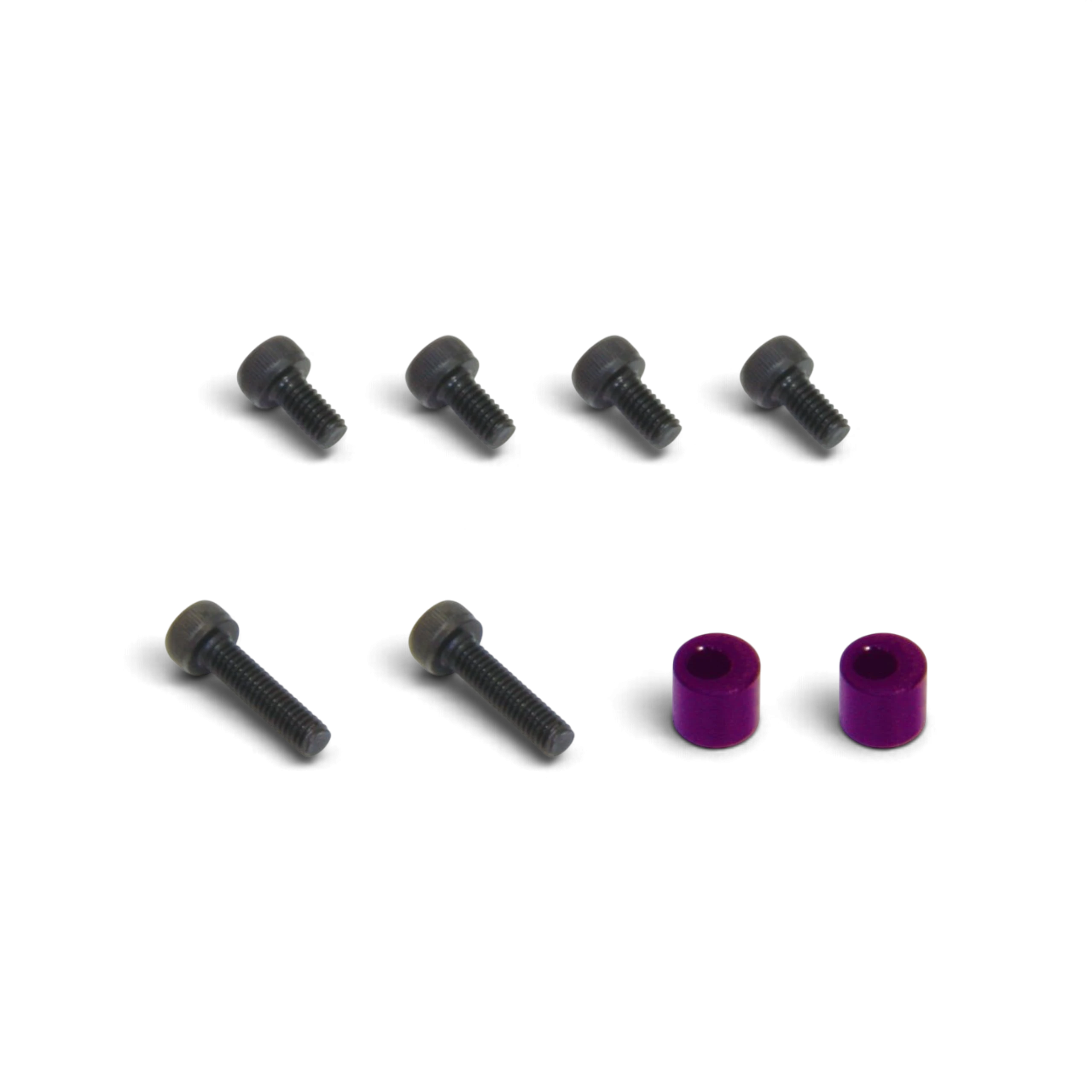 Kit de butées de fusée excentriques DriftParadiZ pour fusées V.I.A avec vis M2.5 noires et bagues violettes