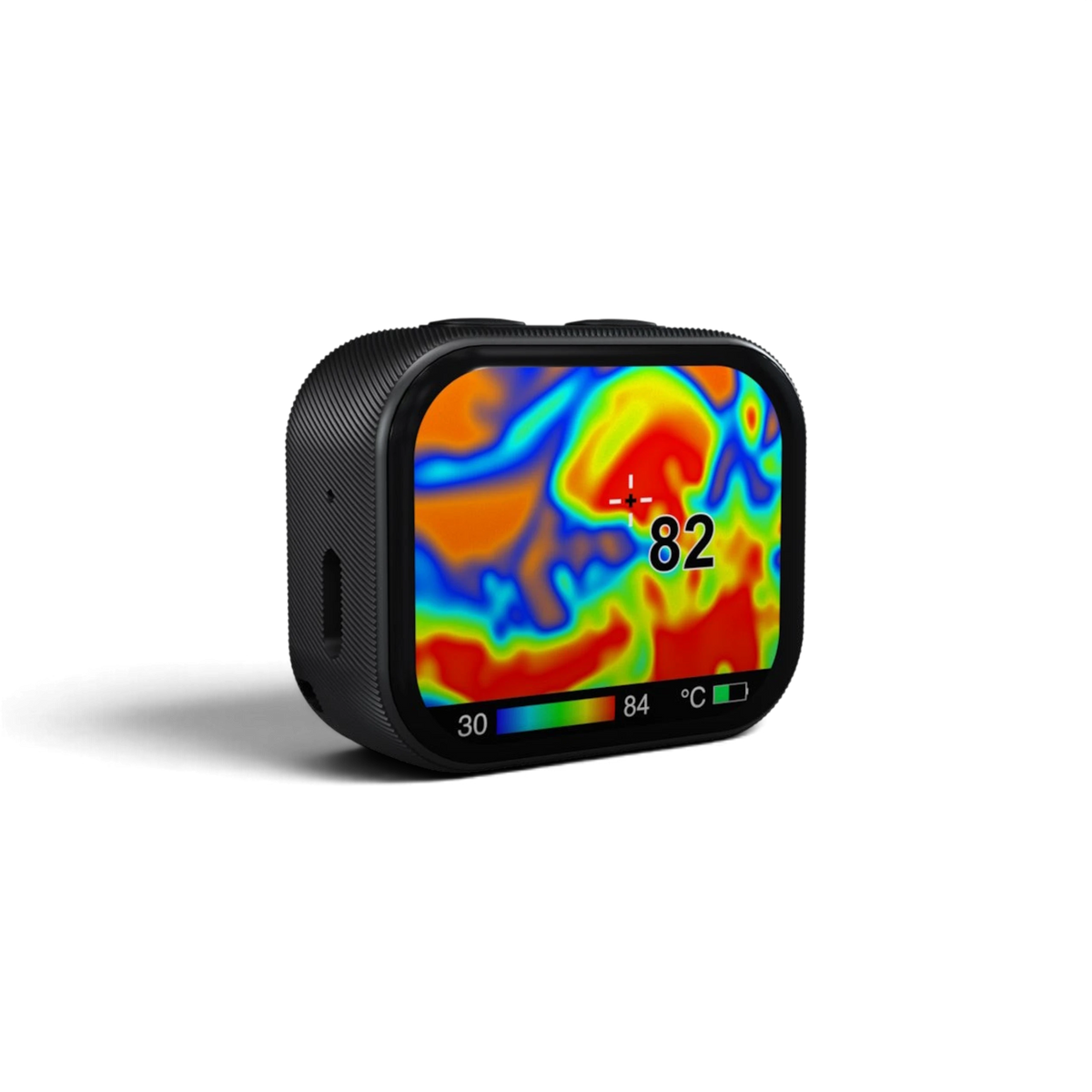 Caméra thermique compacte DriftParadiZ SkyRC Mini HeatVision ITV500 avec écran tactile affichant une carte de chaleur