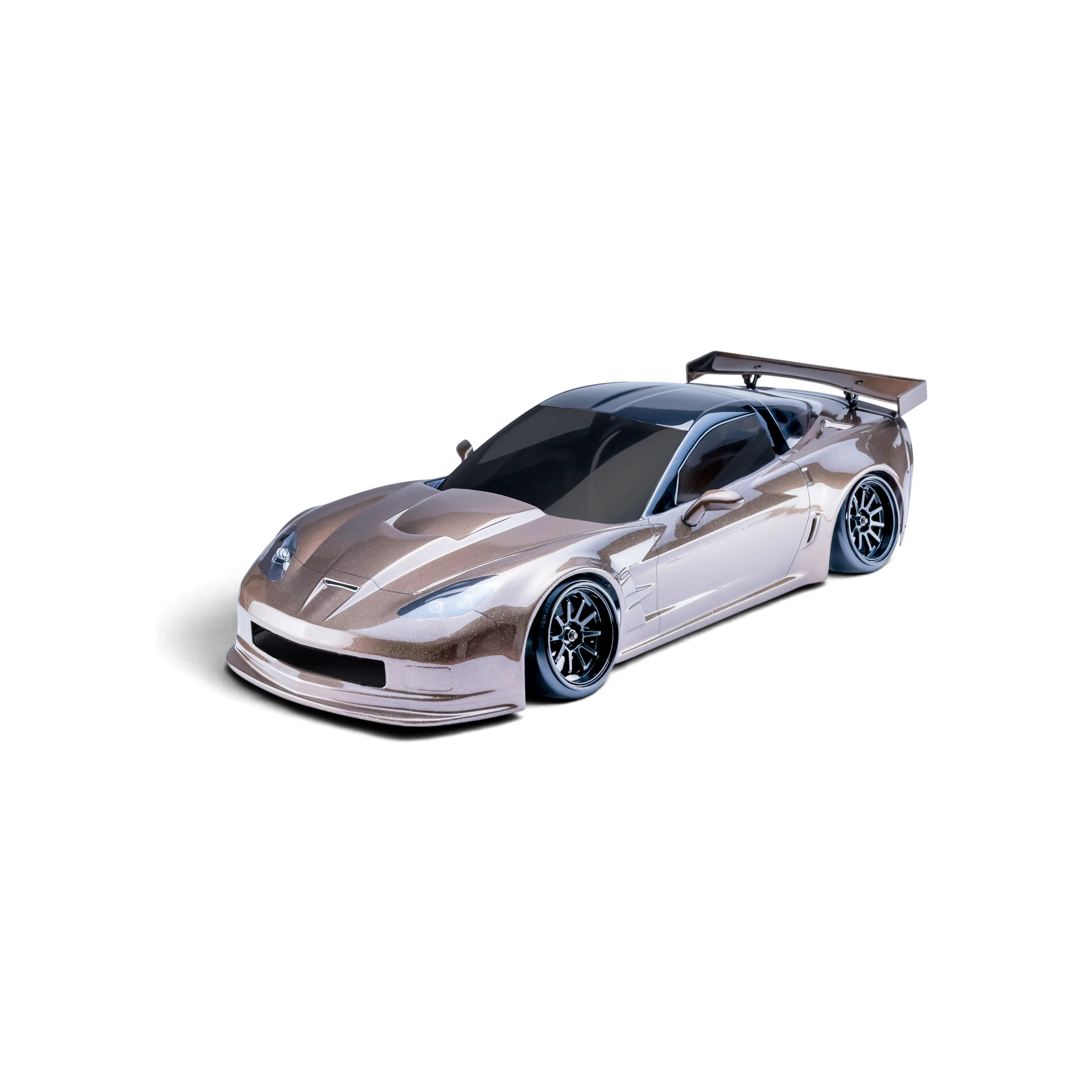 Carrosserie DriftParadiZ Corvette GT2 pour voiture RC drift avec finition métallisée et aileron arrière