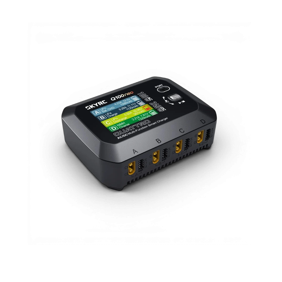 Chargeur intelligent SkyRC Q100 Neo DriftParadiZ avec écran couleur et quatre sorties pour batteries RC