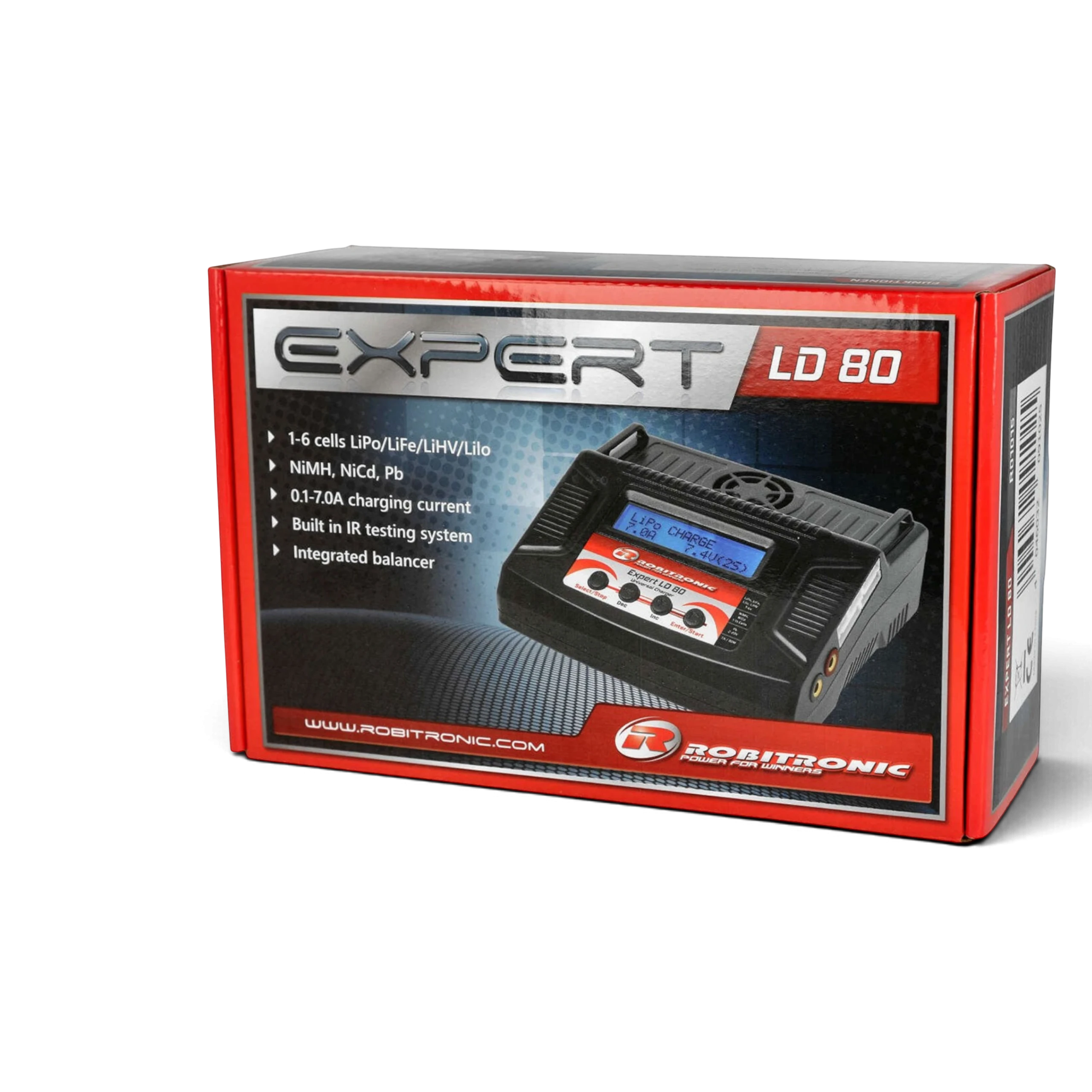 Chargeur multifonction DriftParadiZ Robitronic Expert LD 80 V2 pour batteries RC avec écran LCD et ports d'équilibrage