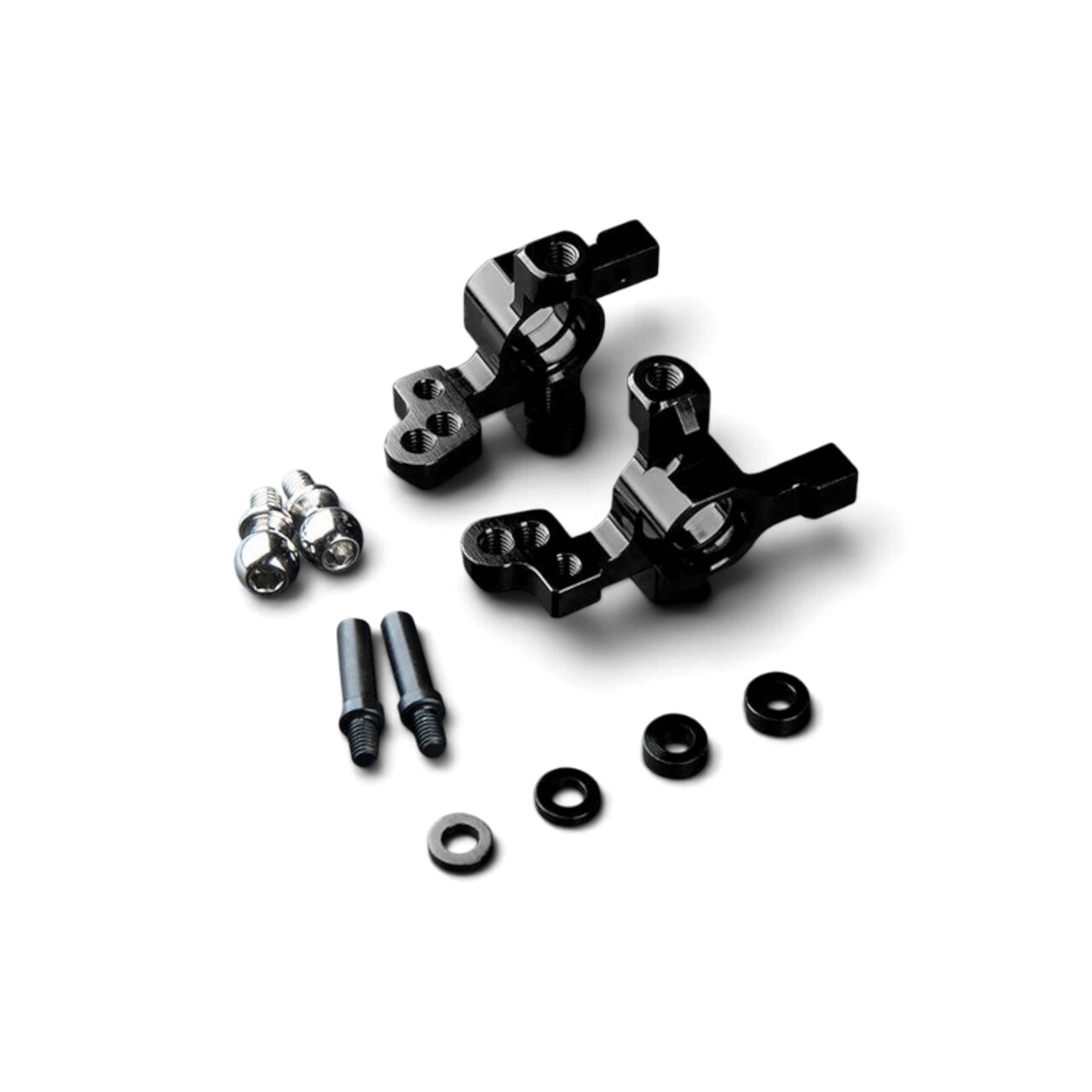 Kit de fusées avant DriftParadiZ ATK V3 en aluminium noir pour voiture RC drift, offrant une direction précise.