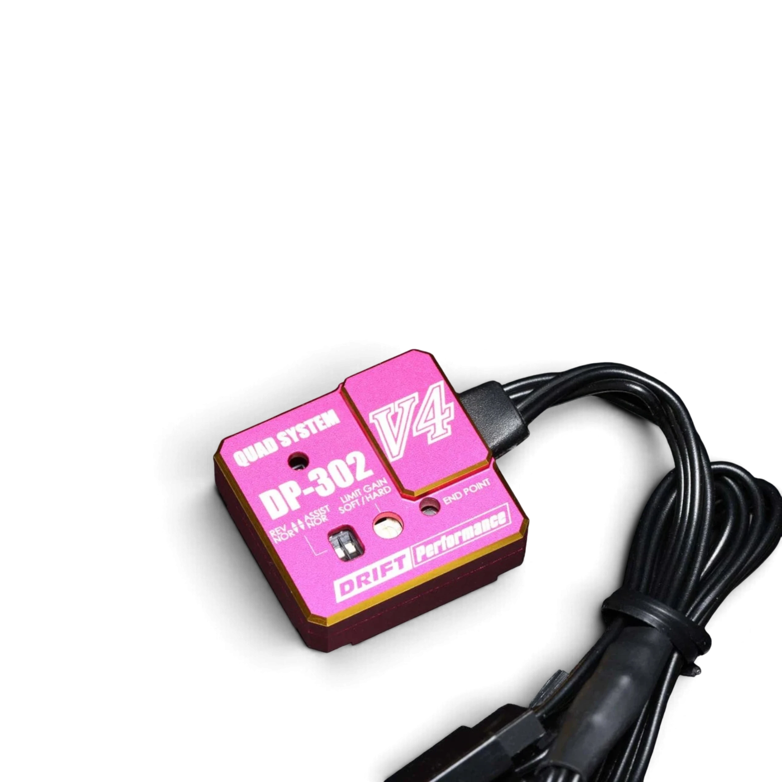 Gyroscope de direction DriftParadiZ Gyro V4 rose pour voiture RC drift avec système quadruple et réglages précis