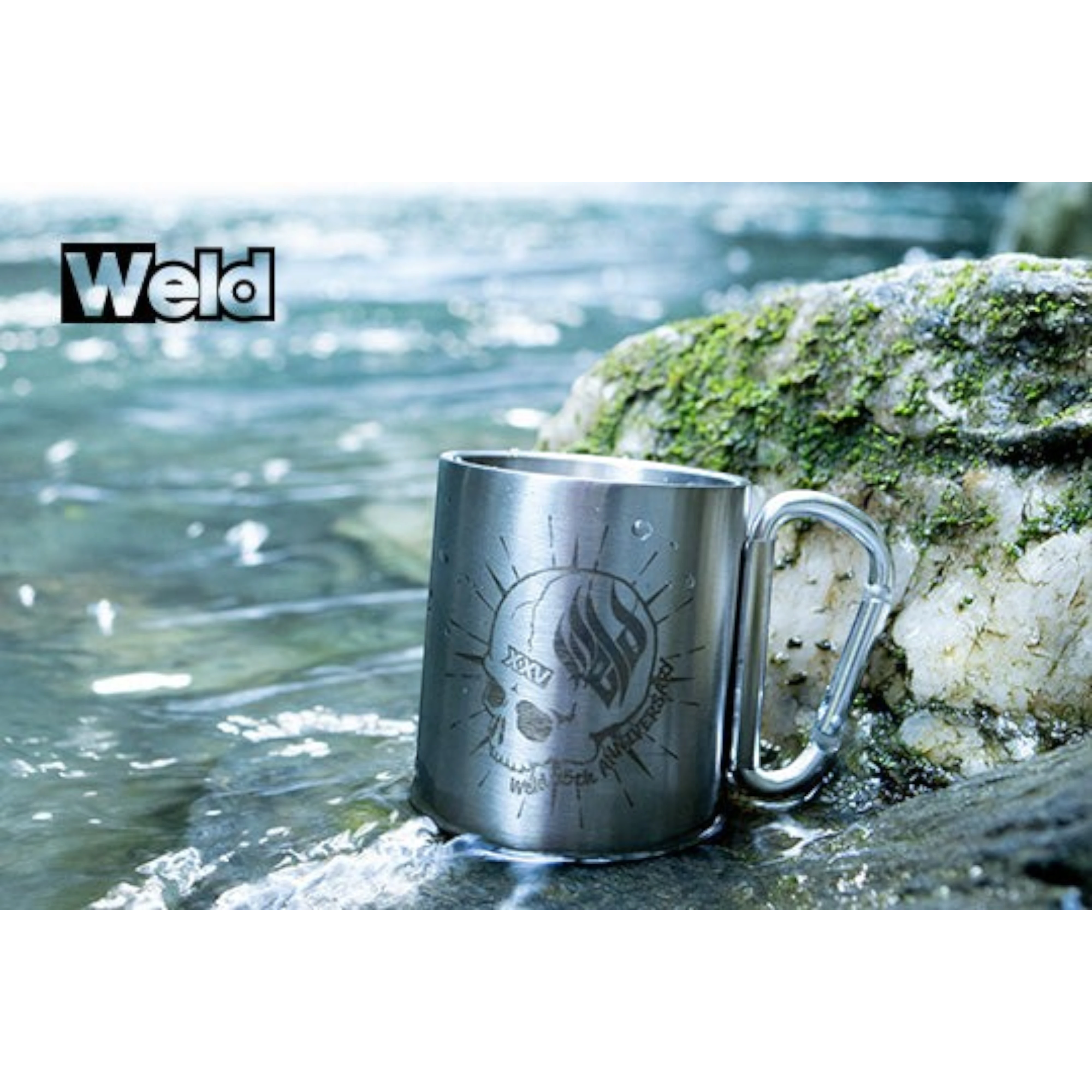 Mug en acier inoxydable DriftParadiZ édition limitée 25e anniversaire avec gravure de crâne et poignée mousqueton