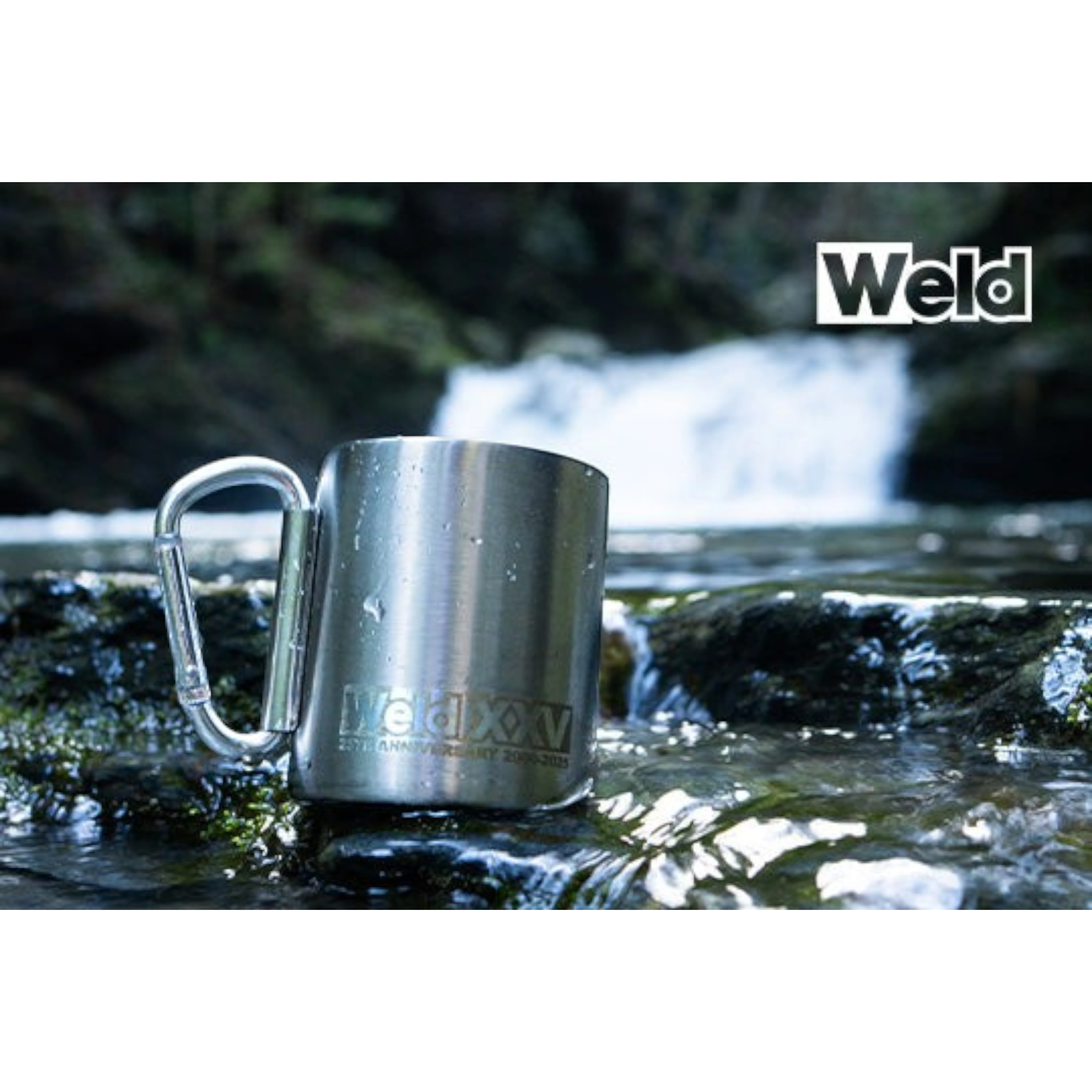 Mug en acier inoxydable DriftParadiZ édition limitée Weld XXV 25e anniversaire avec poignée mousqueton