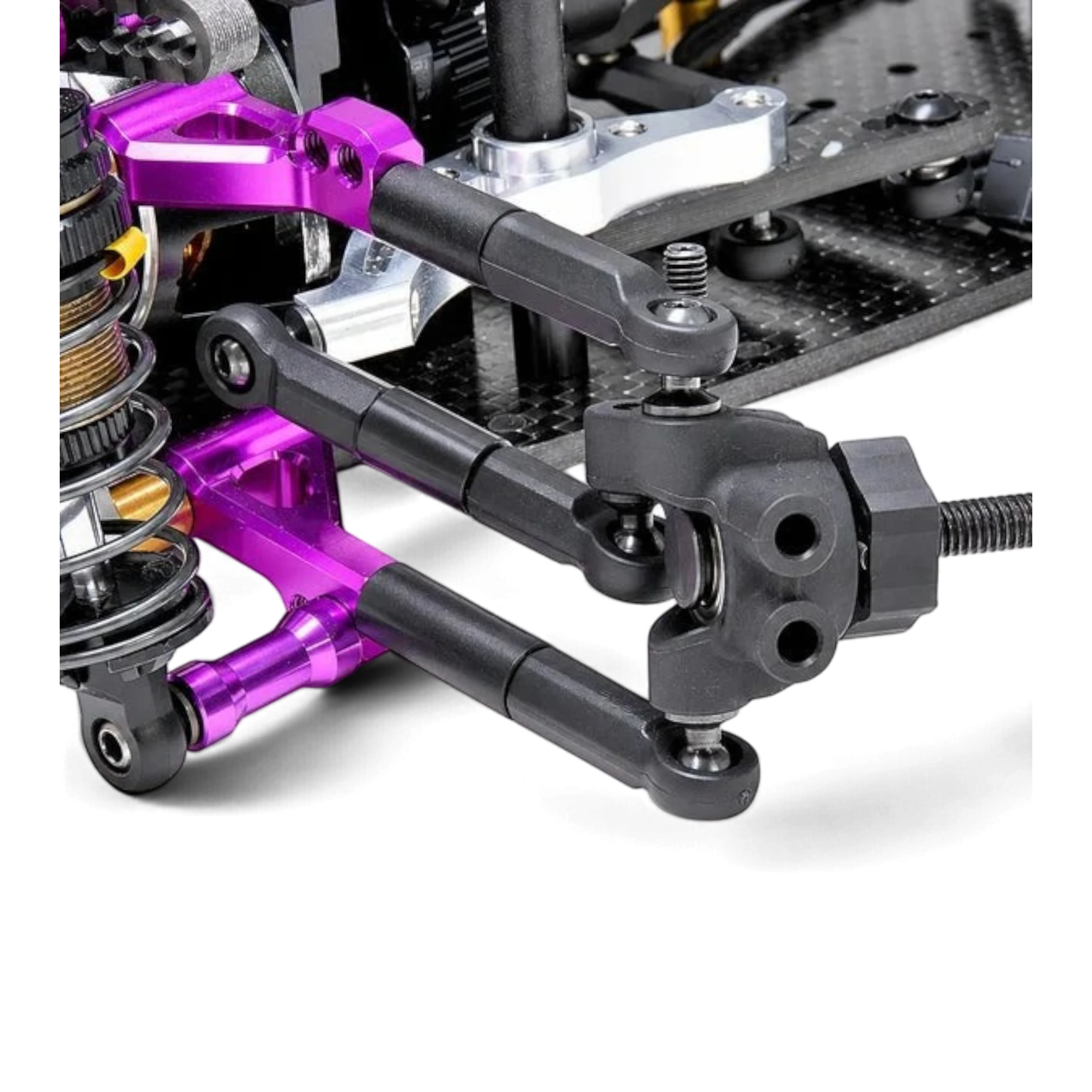 Pack d'installation DriftParadiZ pour train avant FR-D7 avec rotules, entretoises et vis de réglage en métal violet