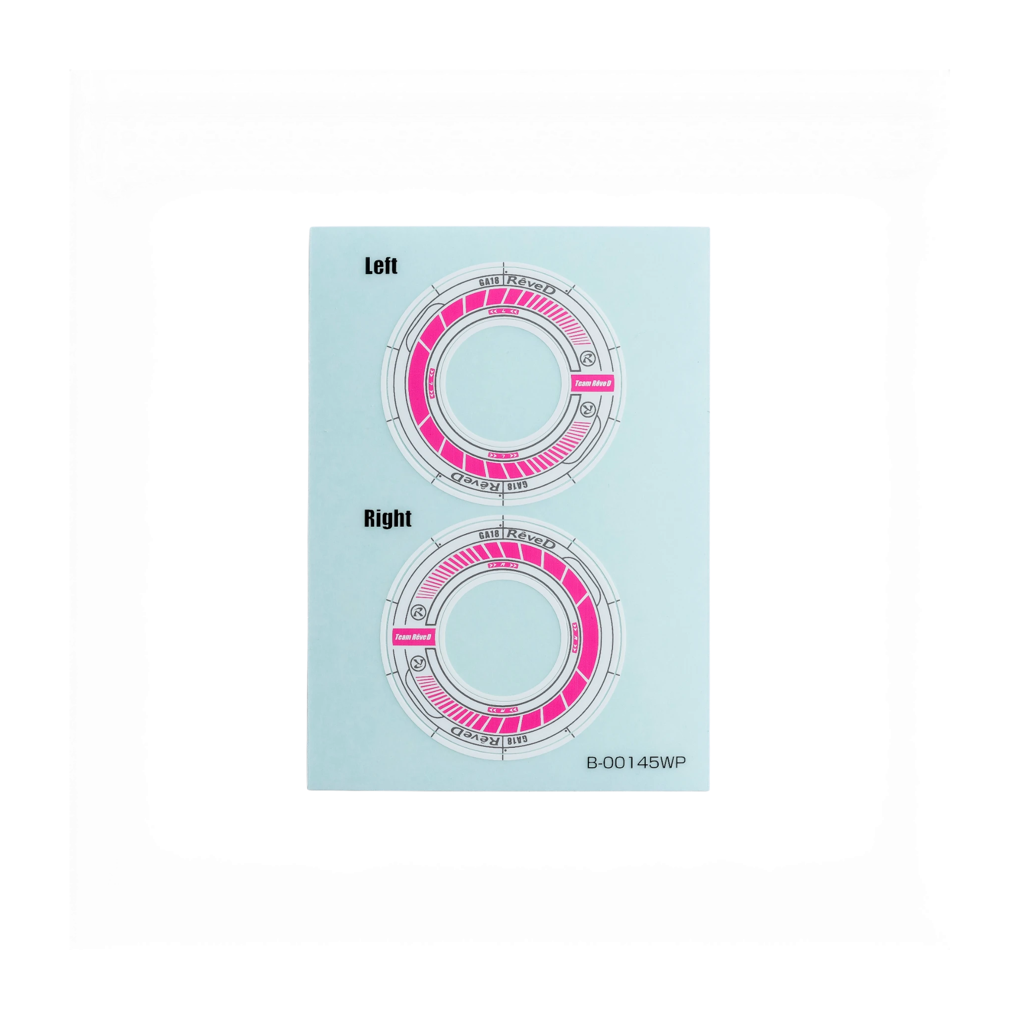 Planche de stickers DriftParadiZ pour jantes RC RW-GA18 avec motifs circulaires roses et noirs prédécoupés