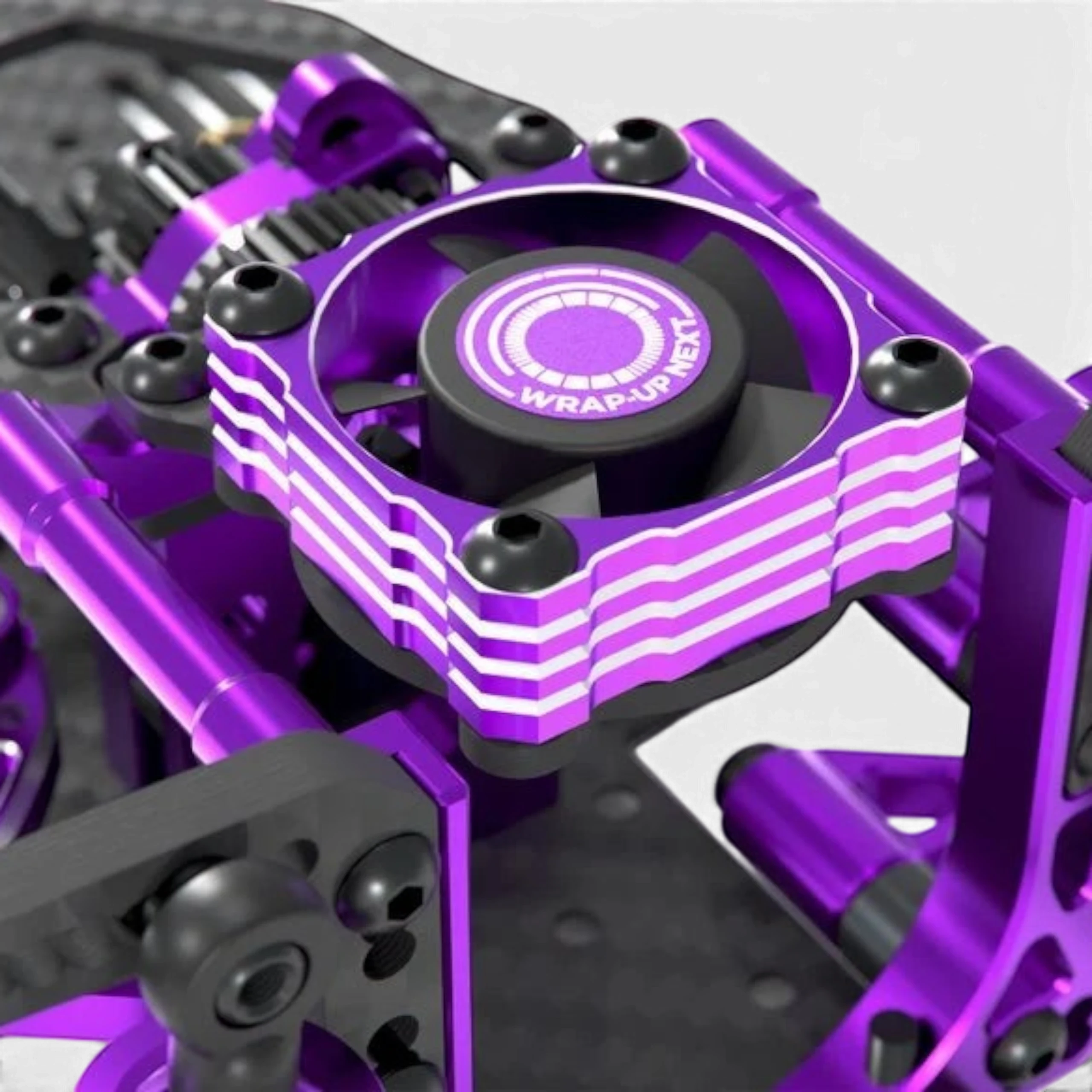 Support de ventilateur DriftParadiZ en fibre de carbone pour châssis FR-D7 avec ventilateur violet de 30 mm