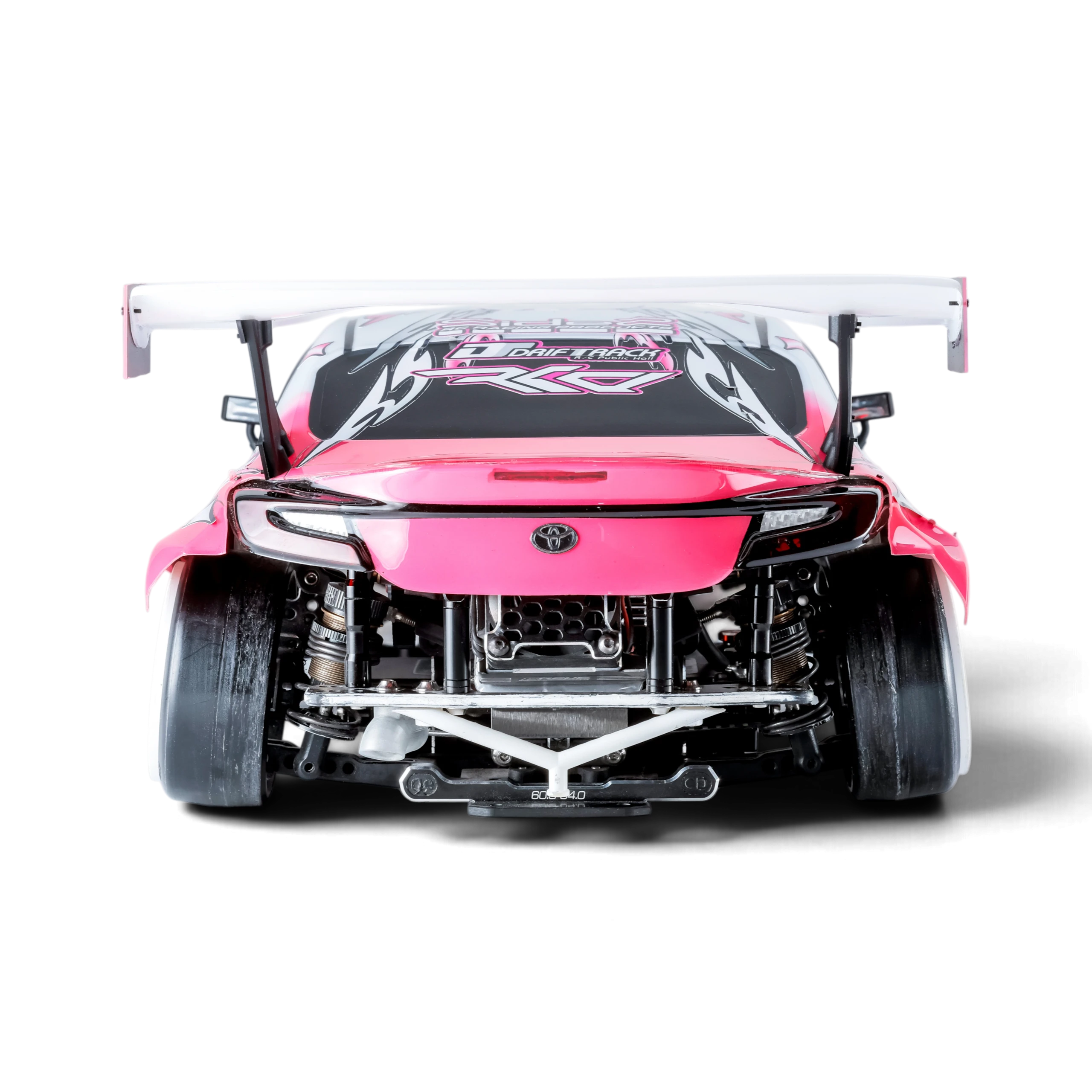 Supports d'aileron DriftParadiZ 8810 Style montés sur une Toyota GR86 RC rose avec aileron arrière blanc