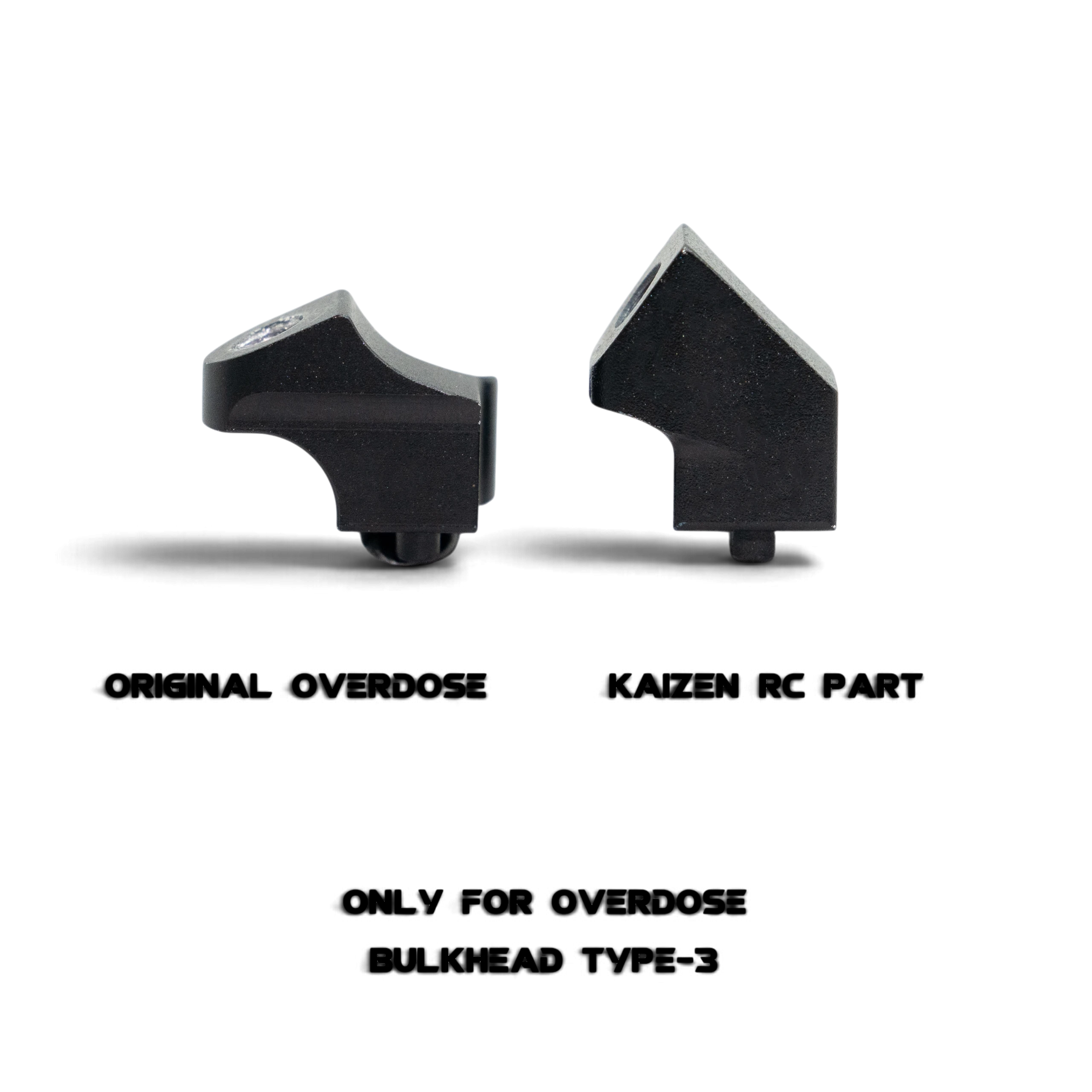 Supports de rocker arm Kaizen RC pour bulkhead Overdose Type-3 comparés à la pièce d'origine