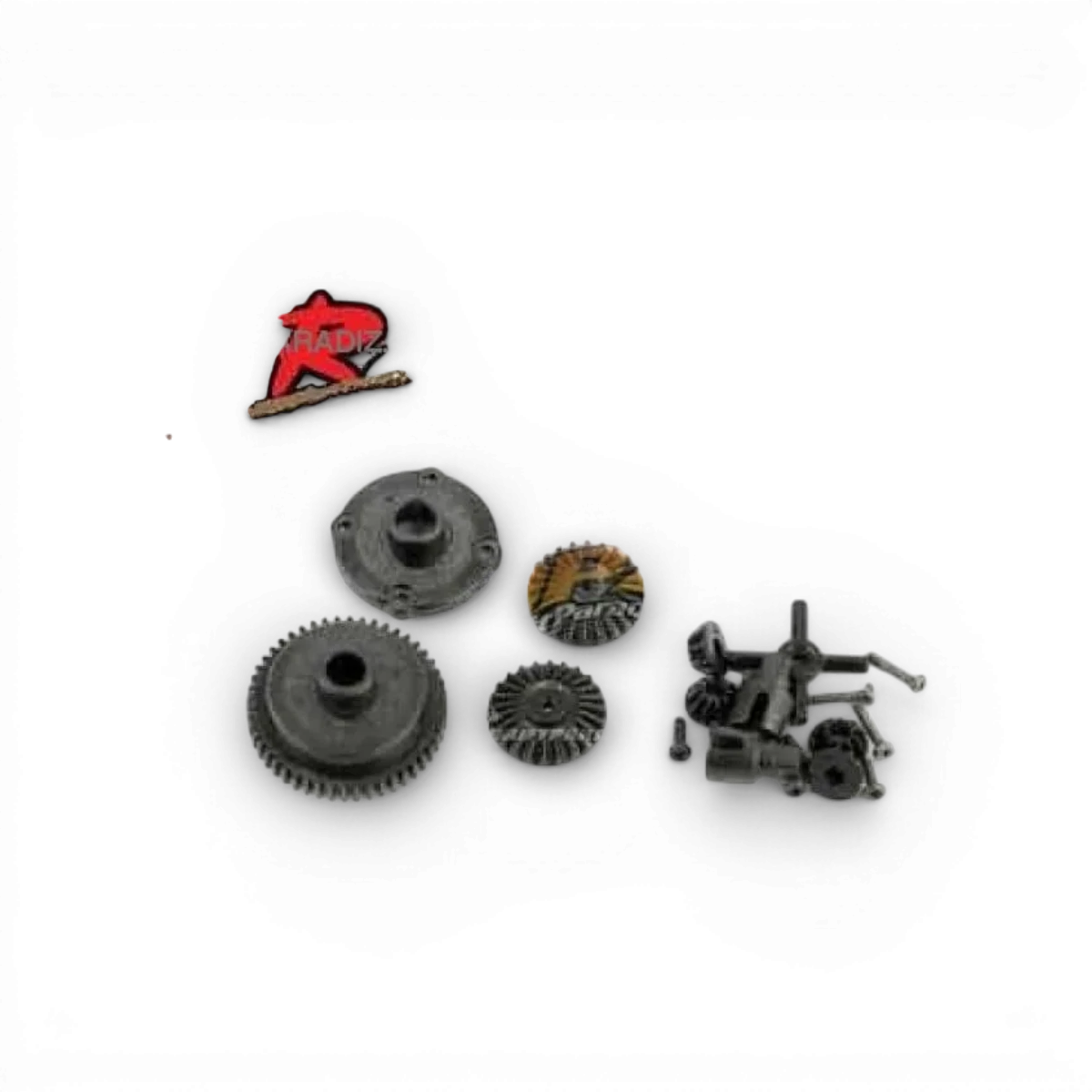 Différentiel DRZ/DRZV2 de pièces détachées Atomic RC Mini pour voitures radiocommandées, en plastique noir avec engrenages visibles.