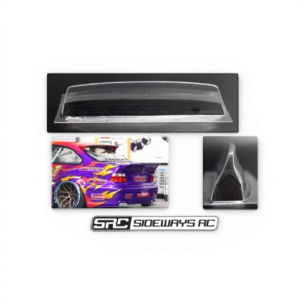 Aileron de queue de canard 5 pour customisation, fabriqué par Src Sideways RC, monté sur une voiture de drift.