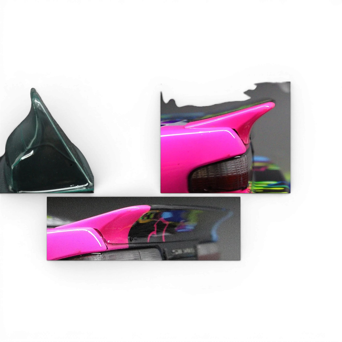 Aileron arrière Duck Tail 6 de Src Sideways RC pour customisation de voiture RC drift, en plastique noir avec détails.