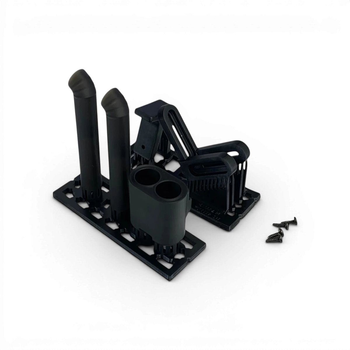 Silencieux double d’échappement Pandora RC pour customisation, adapté à un modèle 1/10, en finition noire.