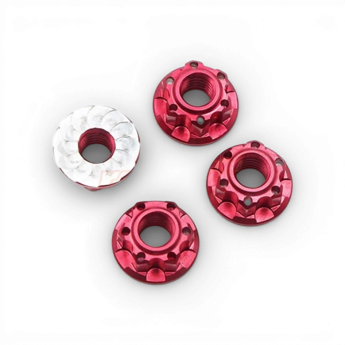 Ecrous de roues flange universels allégés en aluminium rouge, compatibles avec différents véhicules, par Yeah Racing.
