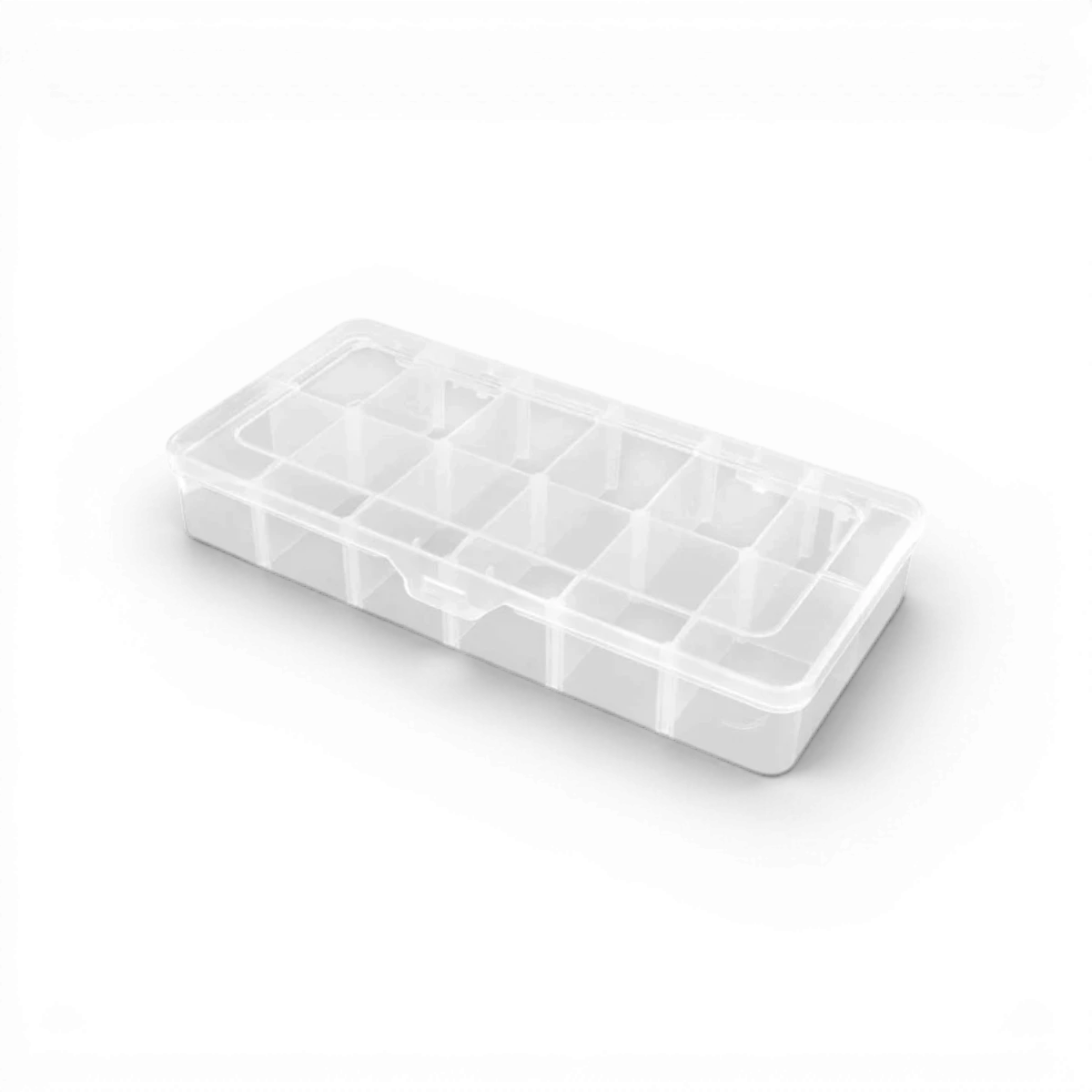 Boîte d'accessoires Robitronic avec 12 compartiments modulables, dimensions 260x125x43,5 mm, pour rangement pratique.