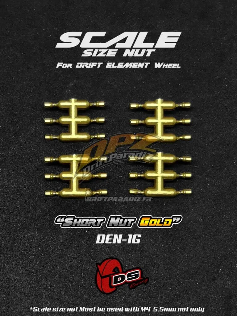 Goujons courts en or pour jantes de voitures DS Racing, accessoires pour roues de style drift ou tuning.