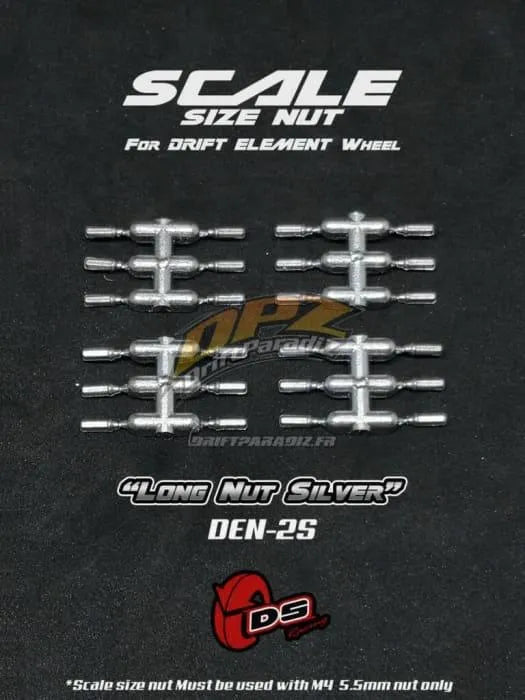 Goujons factices longs gris pour jantes DS Racing, accessoires pour roues de voiture, look sportif et élégant.
