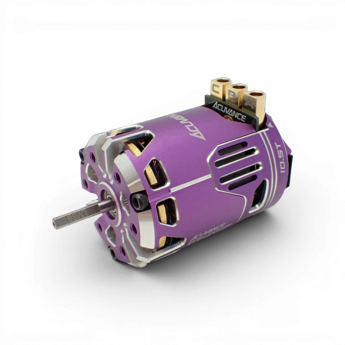 Moteur brushless violet Fledge 10.5T sans ventilateur de la marque Acuvance, composant électronique pour modélisme.