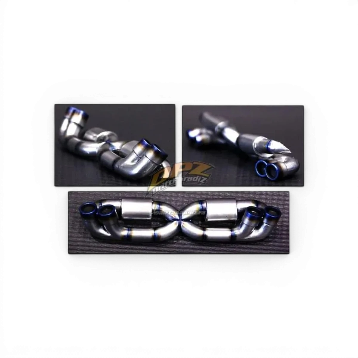 Échappement 3D personnalisé de la marque Src Sideways RC pour voitures RC, en finition noire avec détails de design.