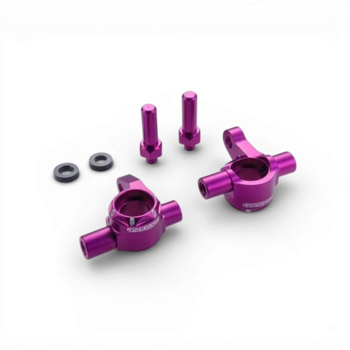 Fusées en aluminium violettes pour la série Galm, pièces détachées de la marque Overdose, avec détails visibles sur l'image.