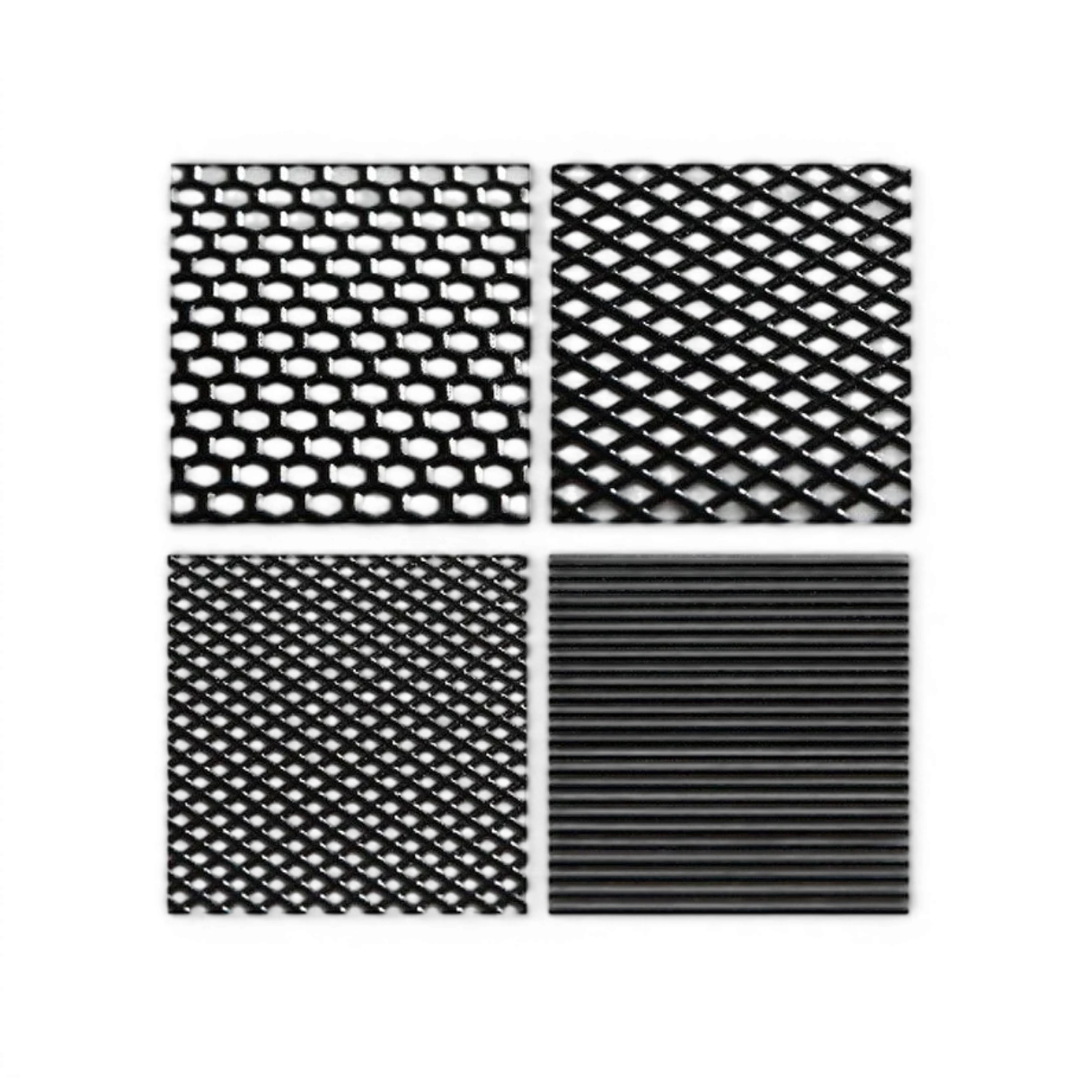 Grille autocollante en 3D gris avec maille croisée épaisse, taille 130x75mm, pour décoration ou protection.