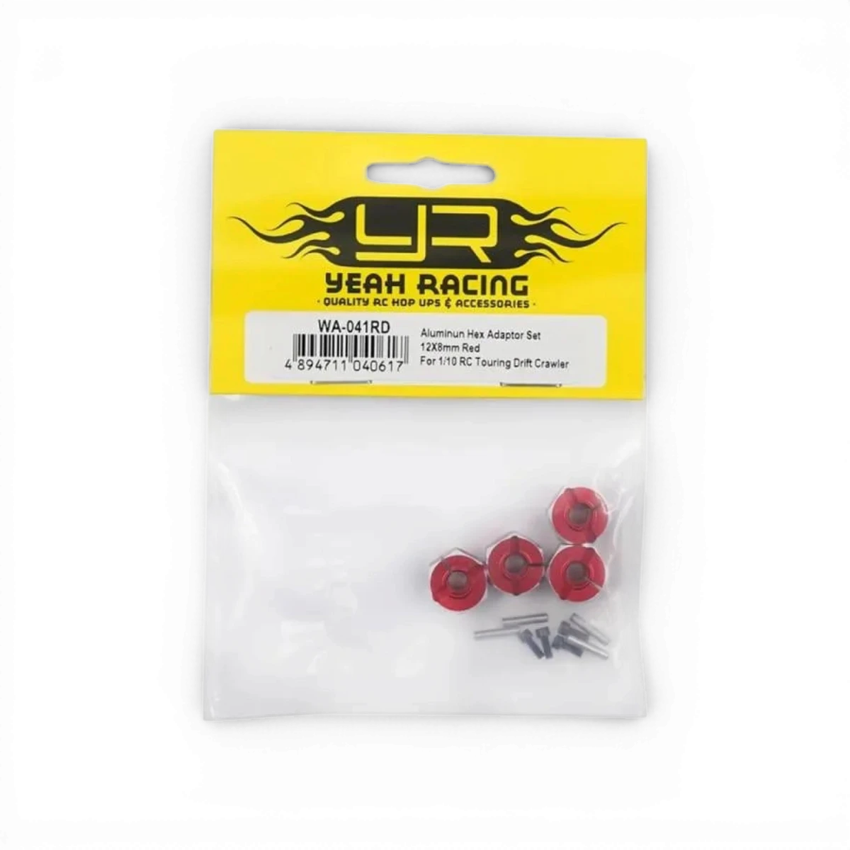 Hexagone en aluminium rouge 12x8mm de Yeah Racing, pièce pour modèle réduit ou drone, visible en détail sur l'image.