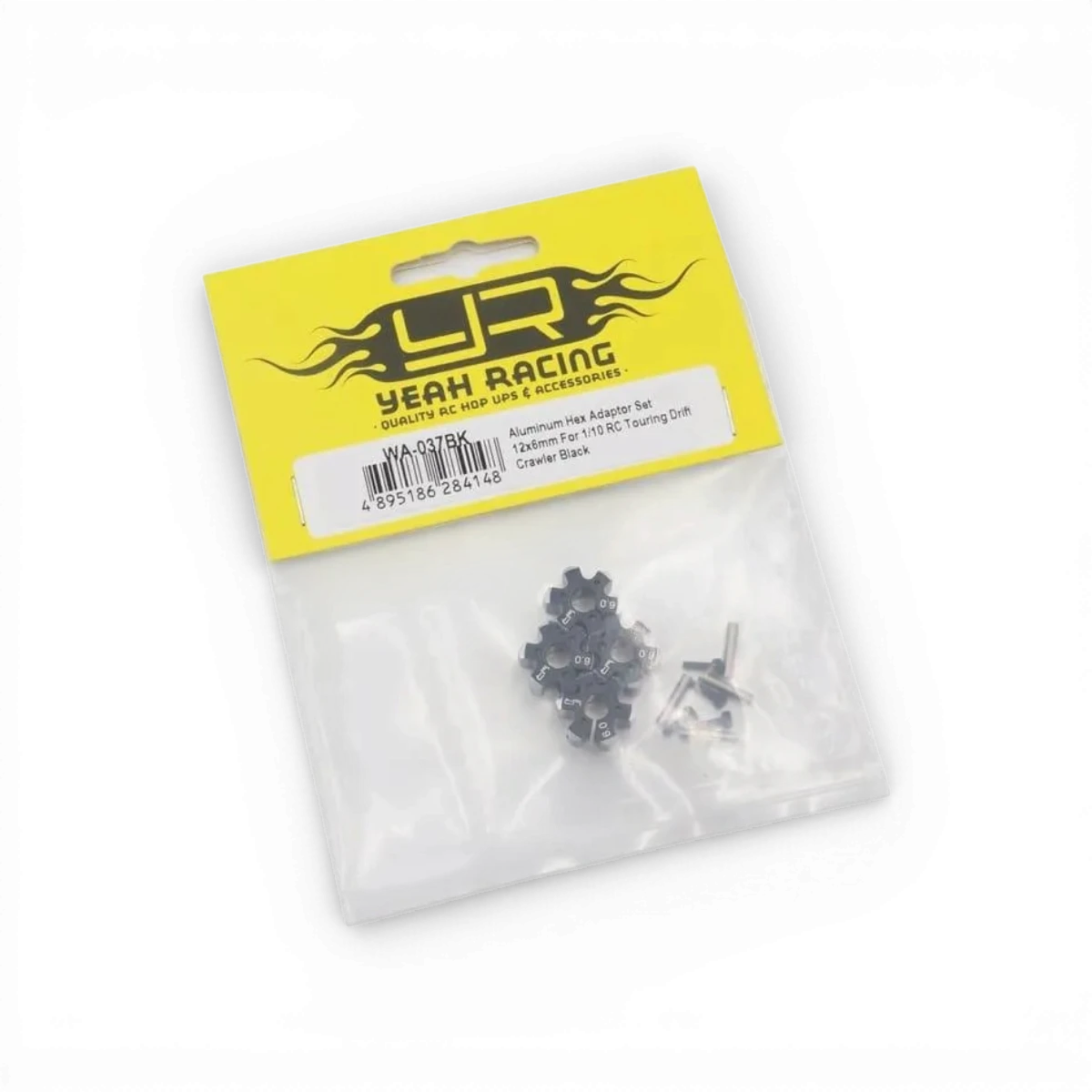 Hexagones 12x6mm version "allégés" - Aluminium Noir - Yeah Racing - DriftParadiZ